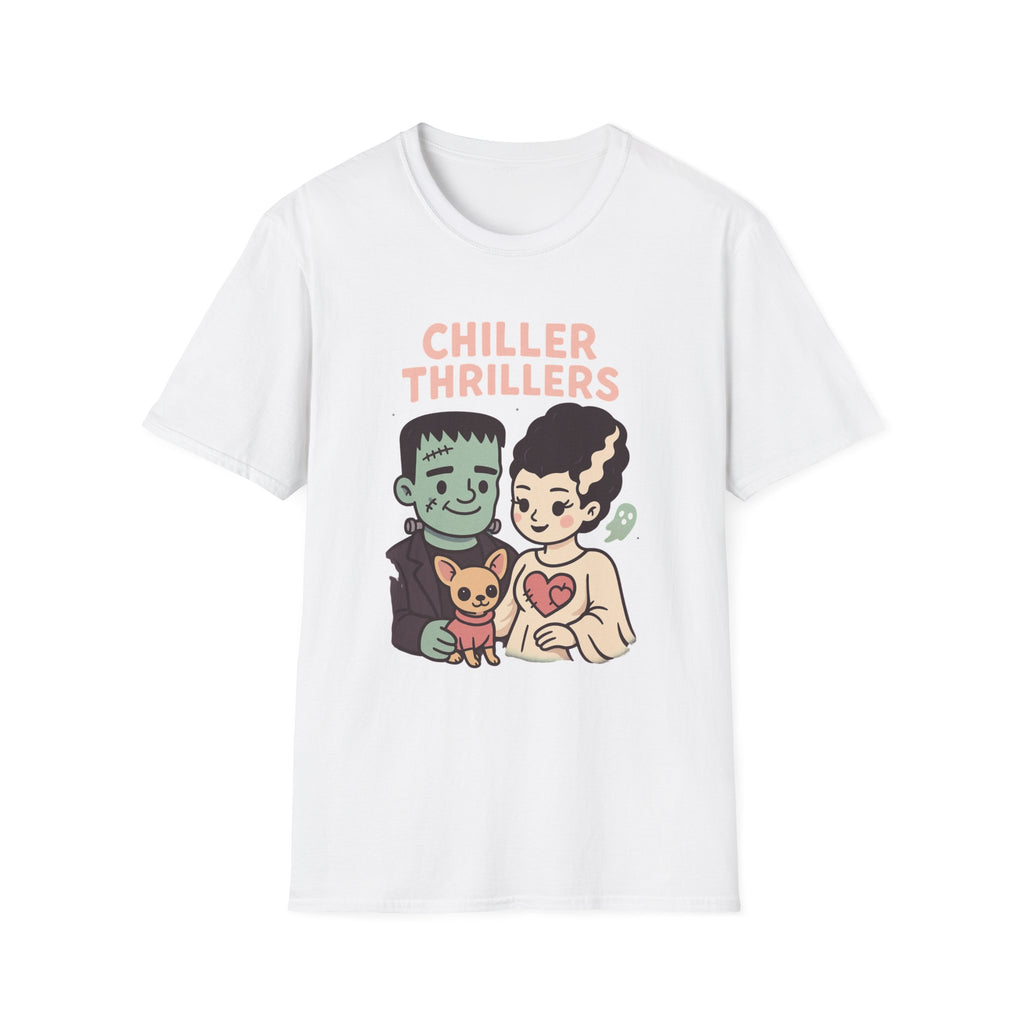 Chiller Thrillers Graphic Tee, Fun Halloween T-Shirt, Unisex Softstyle Shirt, Cute Couple Apparel, Spooky Season Fashion