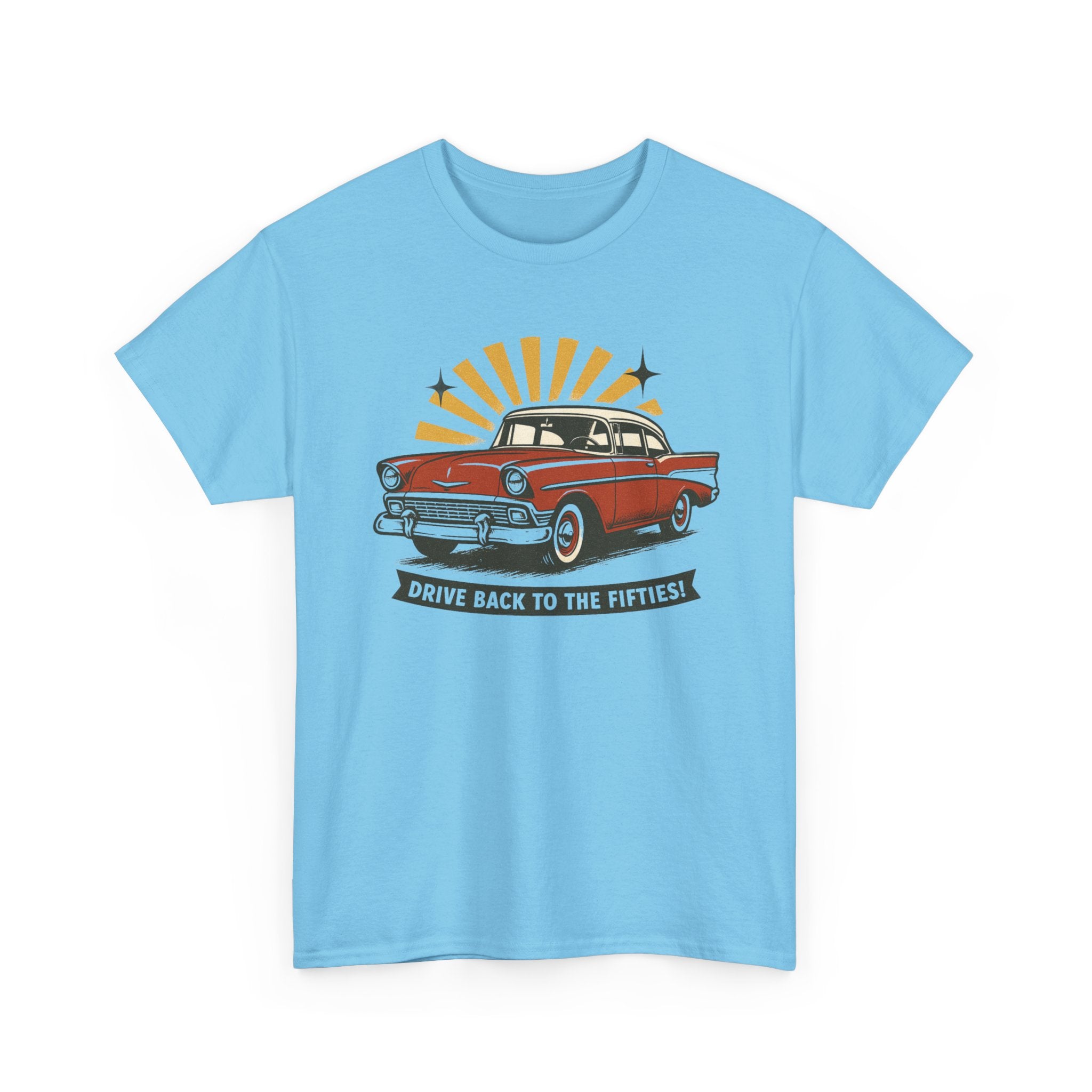 1950s Classic Car Tee "Drive Back to the Fifties" Retro Vintage Auto Shirt  Trendy TShirt