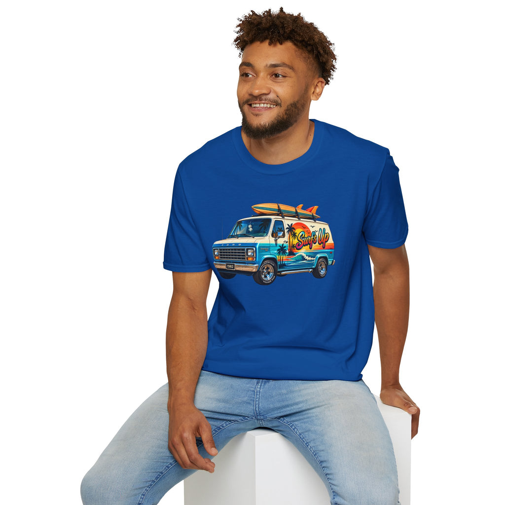 Surf Van T-Shirt — "Surf's Up" Retro Beach Van Tee