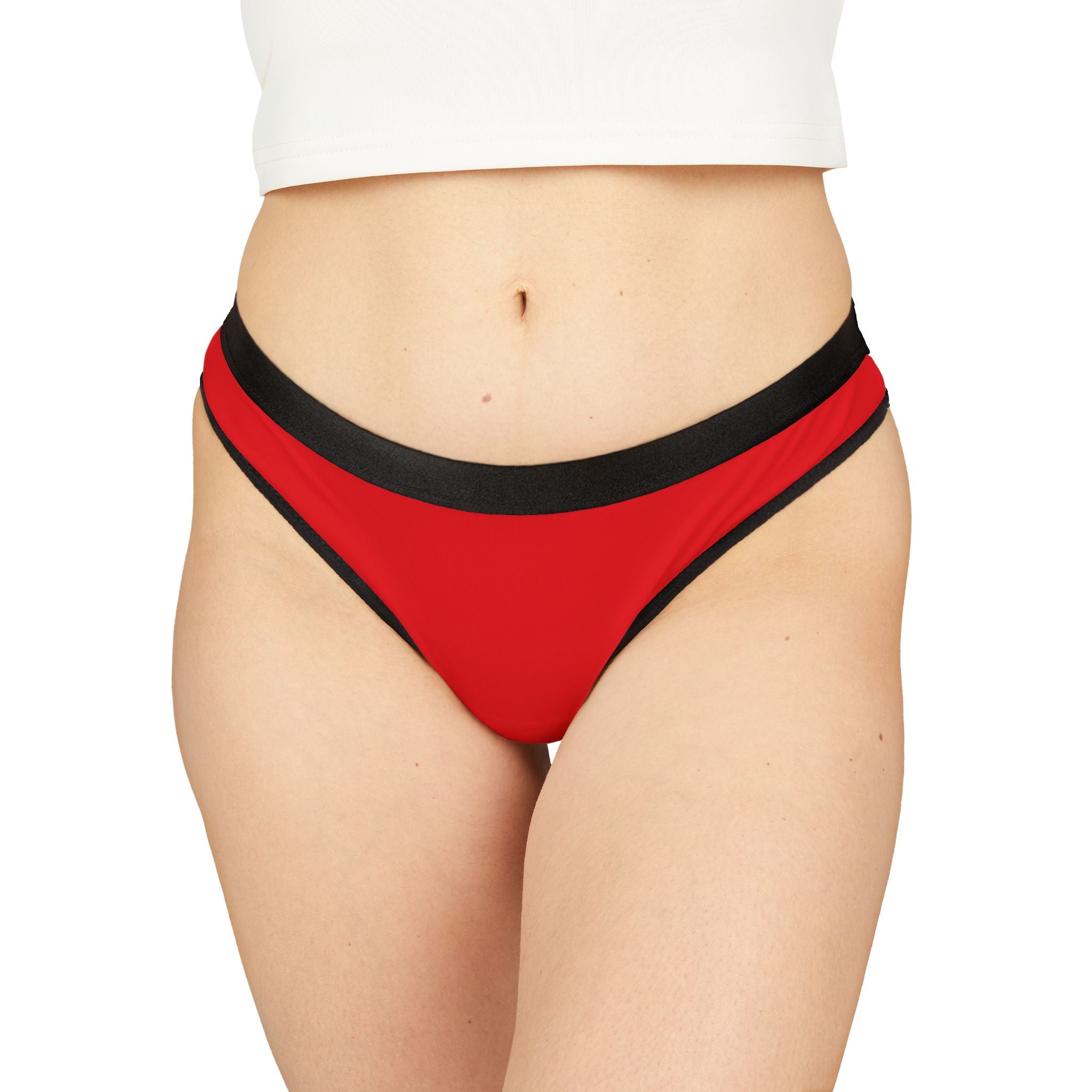 Personalized Red & Black Seam Trim Women's Thong – Comfortable Everyday Lingerie