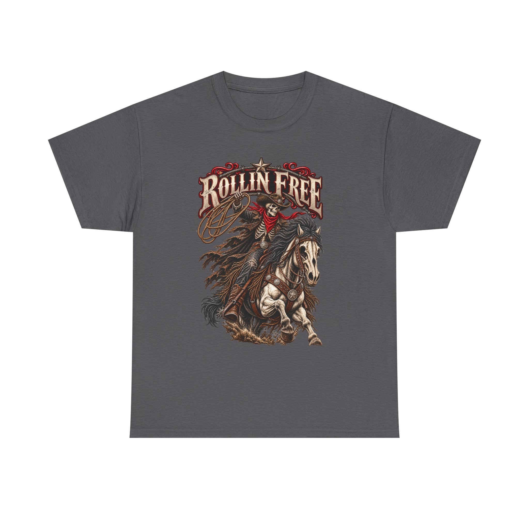 Rollin' Free Skeleton Cowboy Tee — Unisex Western Graphic T-Shirt