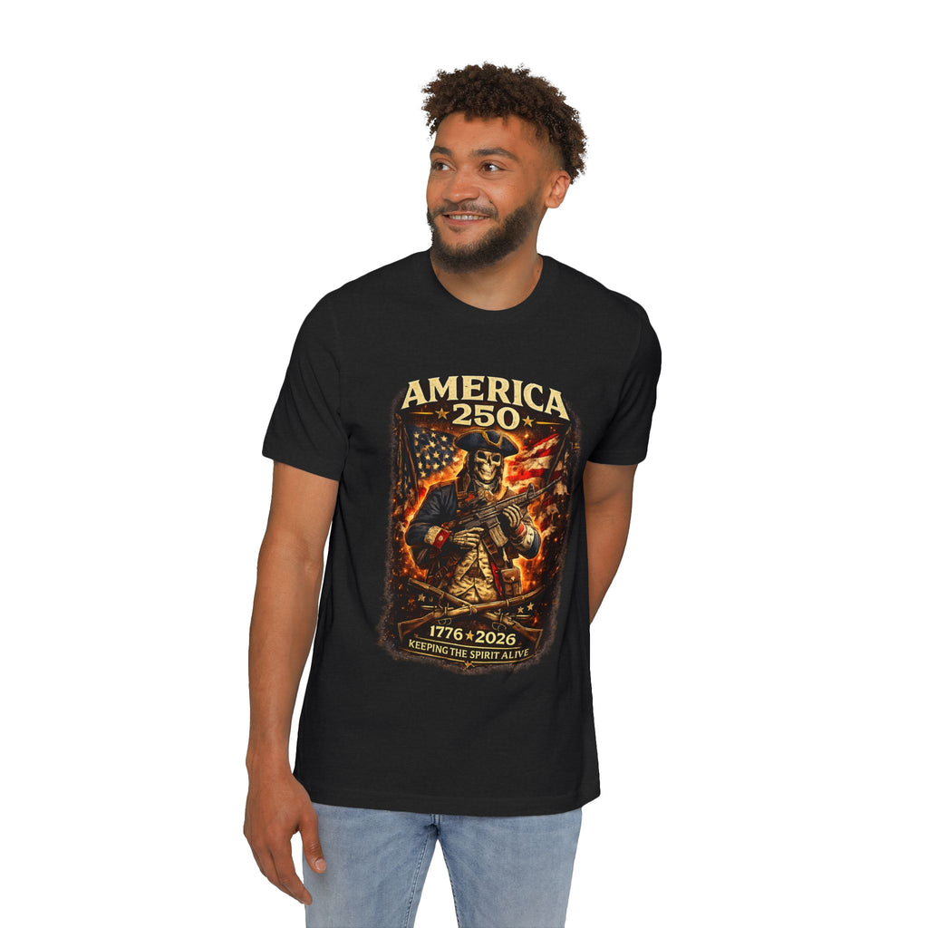 America 250 T-Shirt - 1776-2026 Patriotic Skeleton Flag Tee