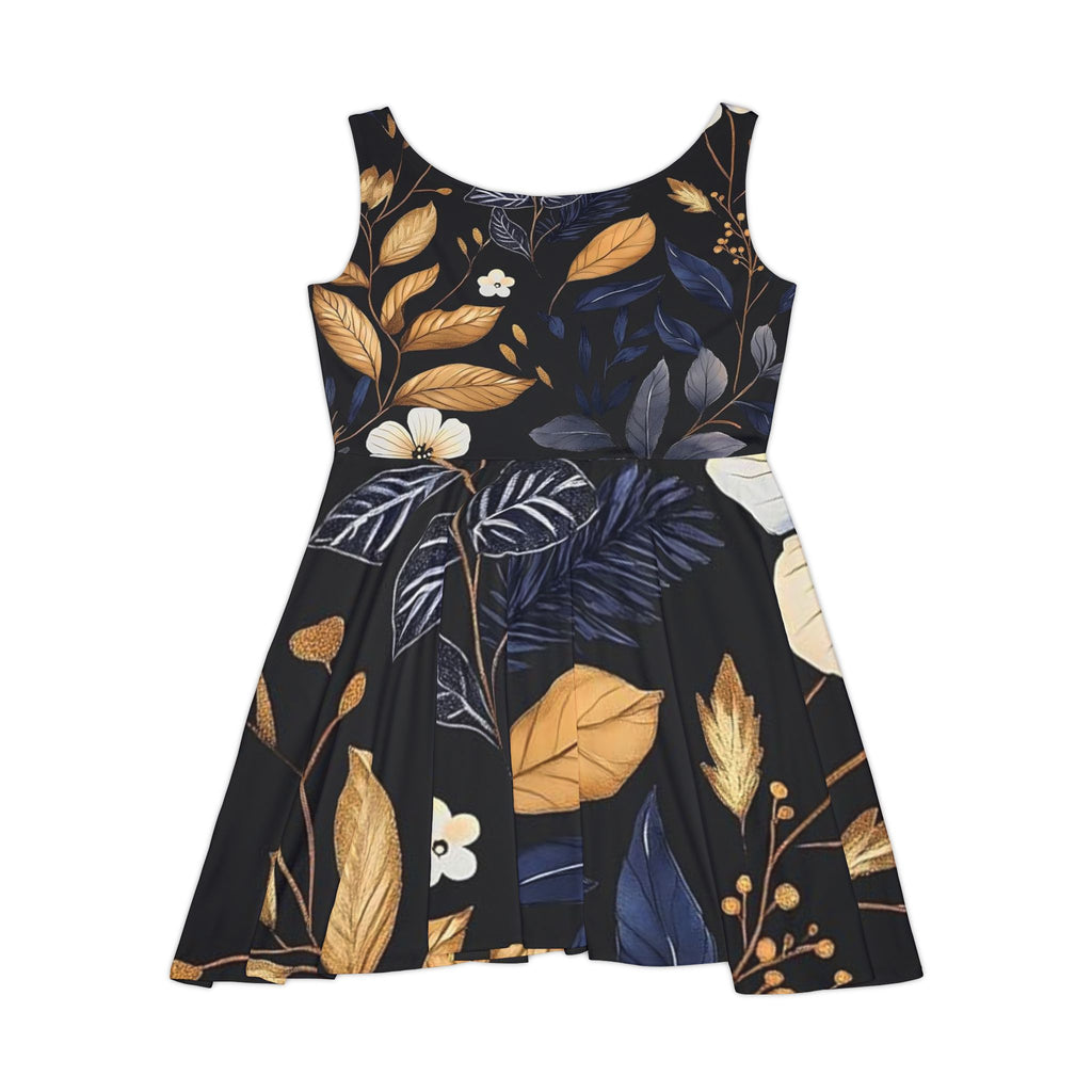 Floral Nightfall Skater Dress — Navy & Mustard Botanical
