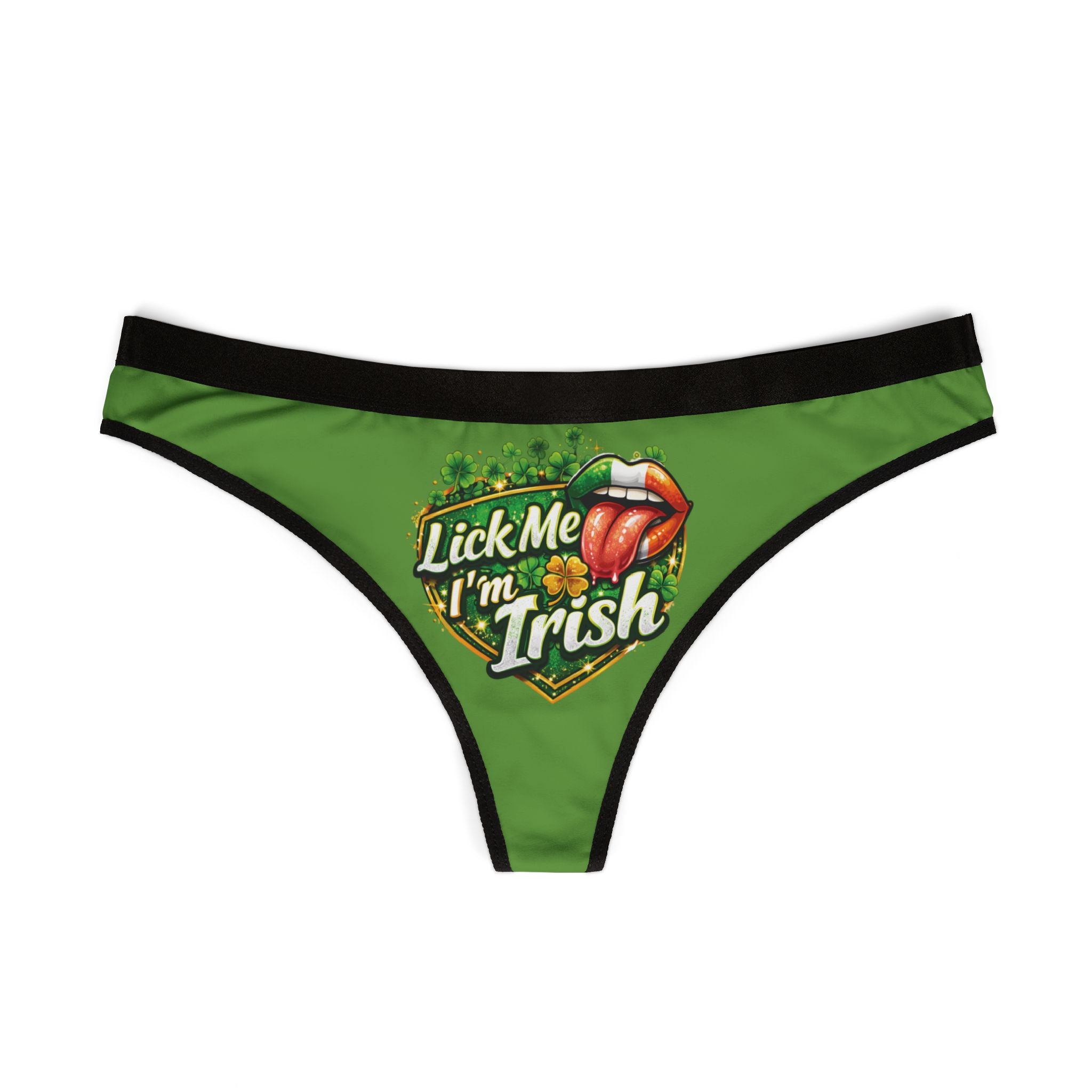 St. Patrick's 'Lick Me I'm Irish' Green Thong — Novelty Women's Underwear