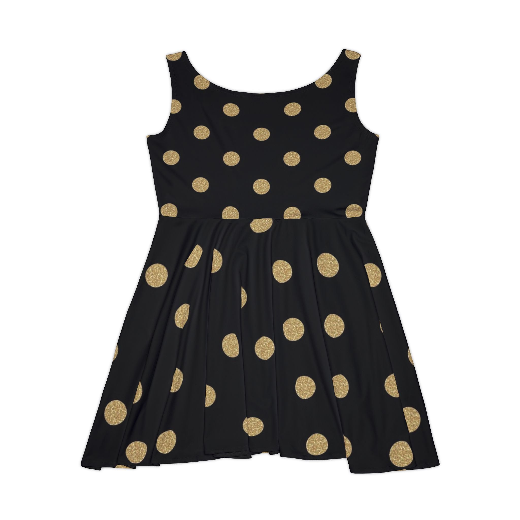 Black & Gold Polka Dot Skater Dress — Women's Retro Party Dress