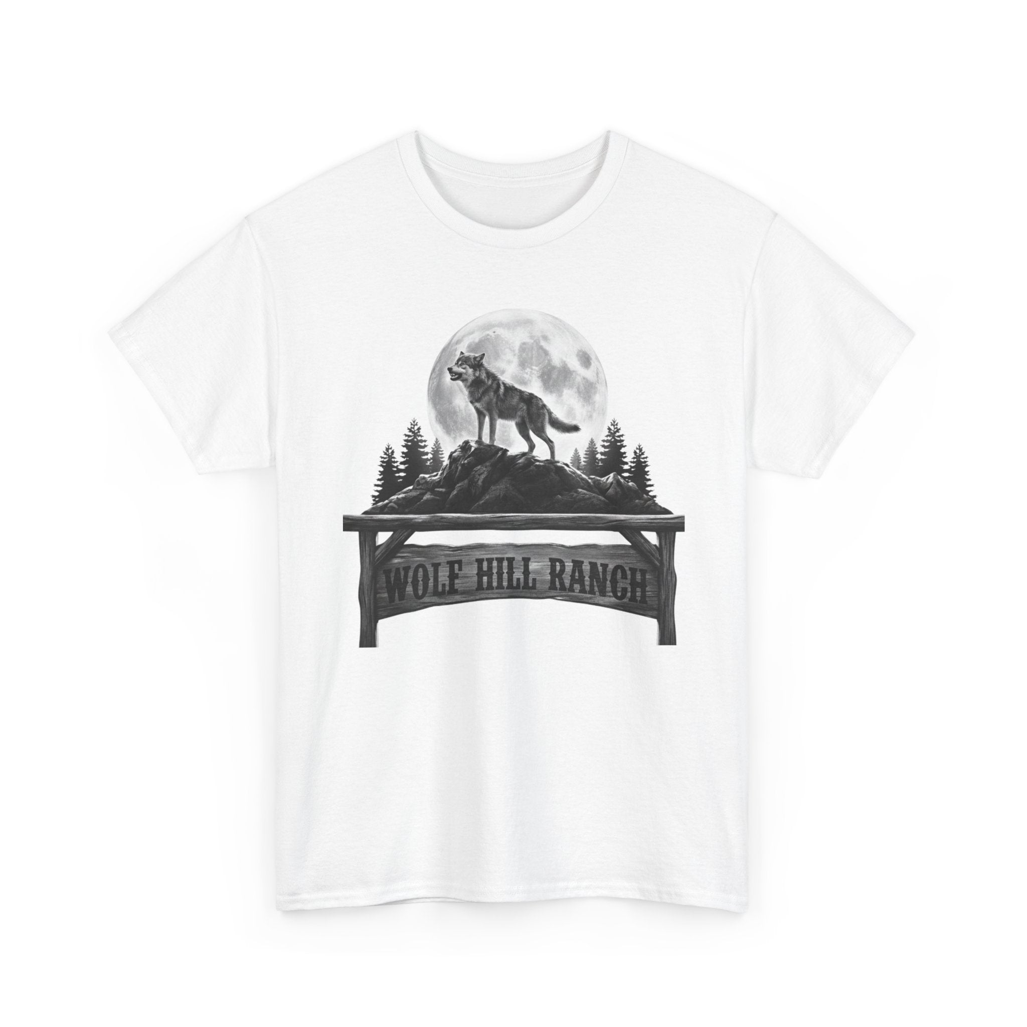 Lone Howl Wolf Tee Full Moon Graphic TShirt    Trendy TShirt