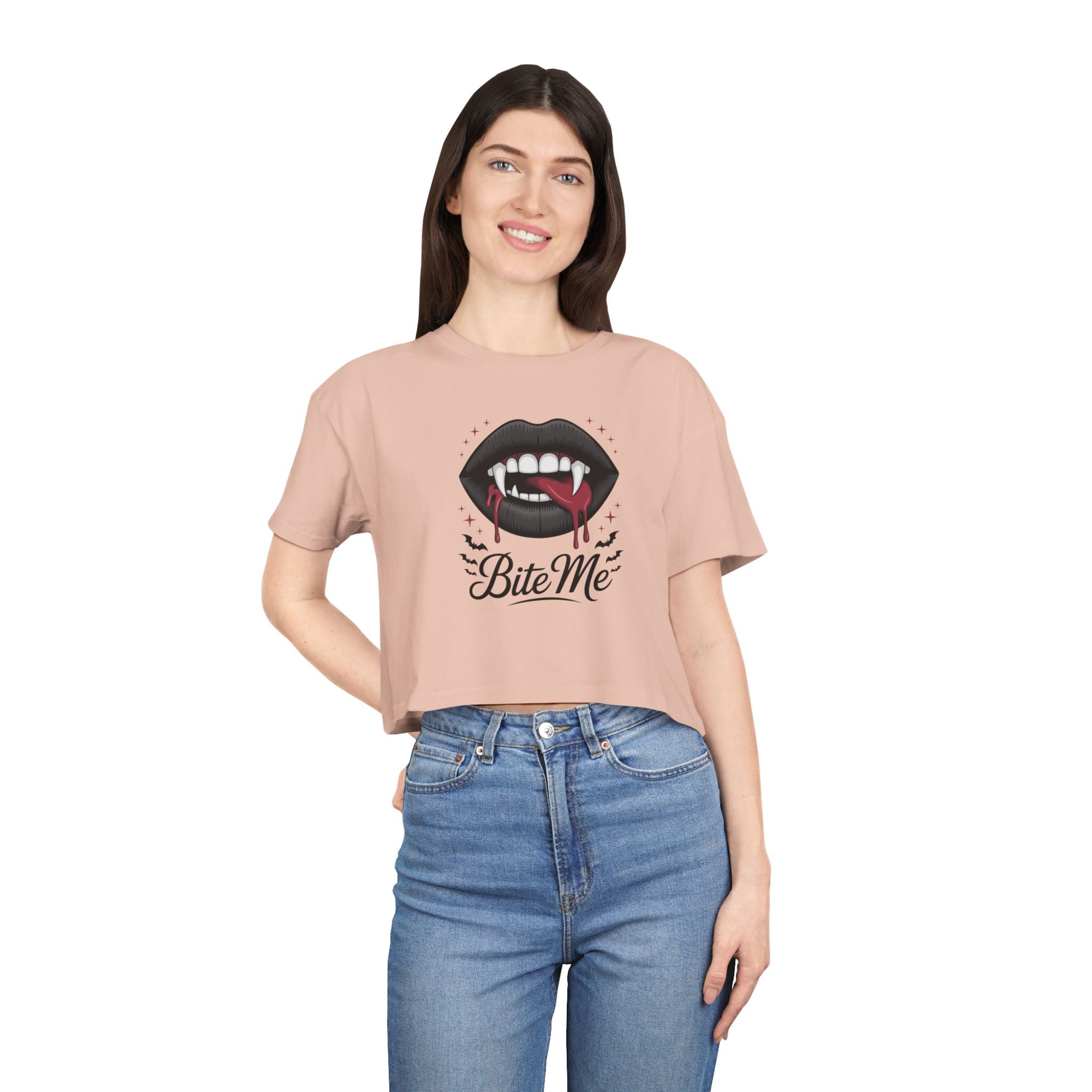 Bite Me  Women's Gothic Vampire Crop Tee