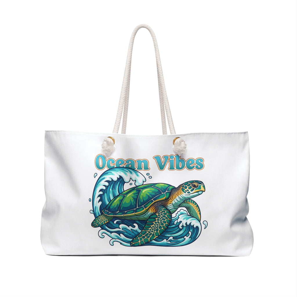 Ocean Vibes Weekender Bag — Sea Turtle Travel Tote for Beach Trips & Vacations