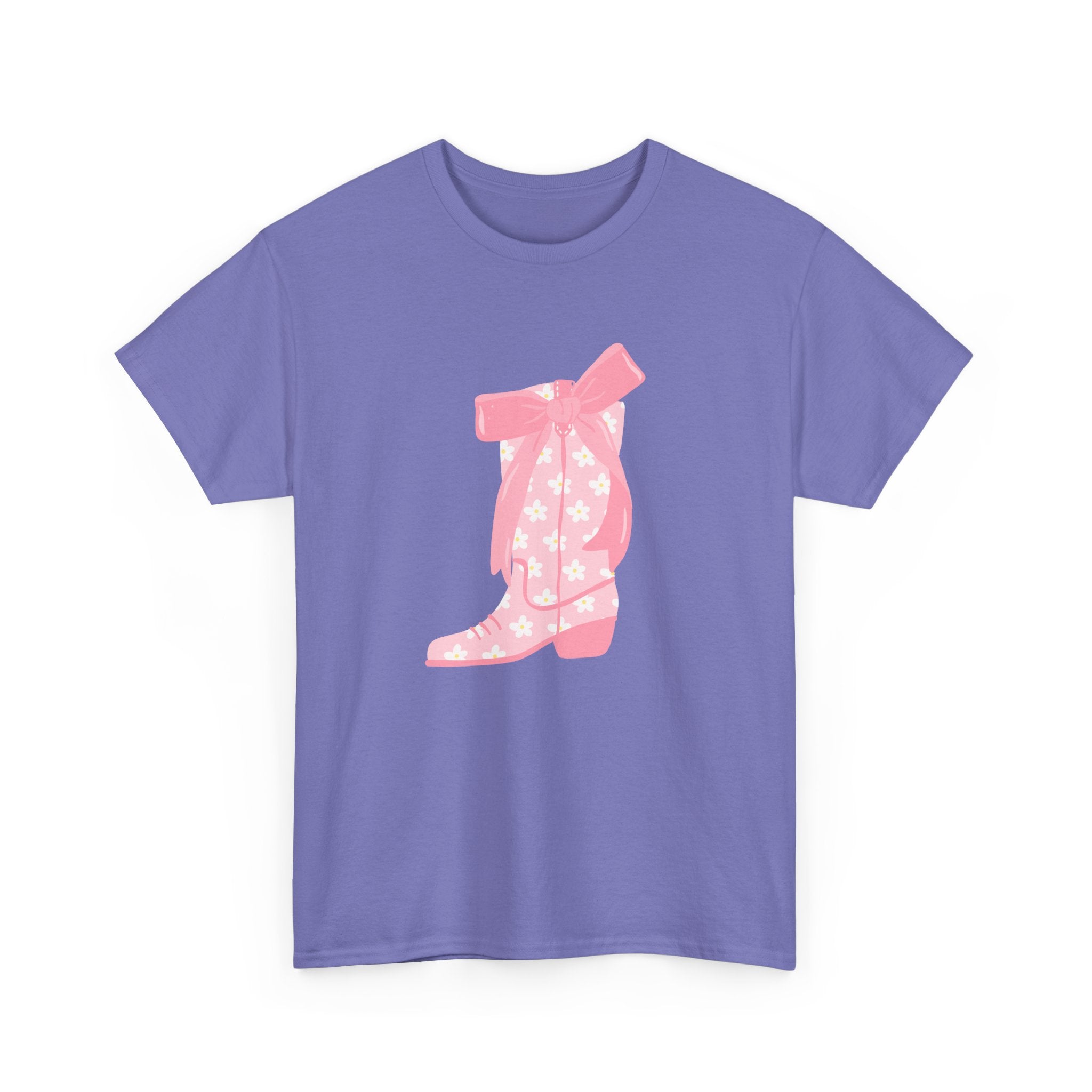 Cowgirl Boot Graphic Tee Pink Ribbon Star Print trendy t-shirt