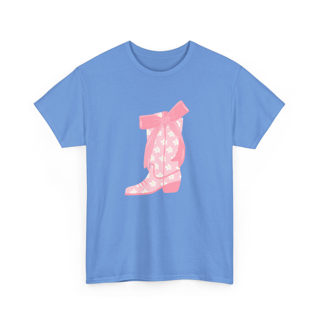 Cowgirl Boot Graphic Tee Pink Ribbon Star Print trendy t-shirt
