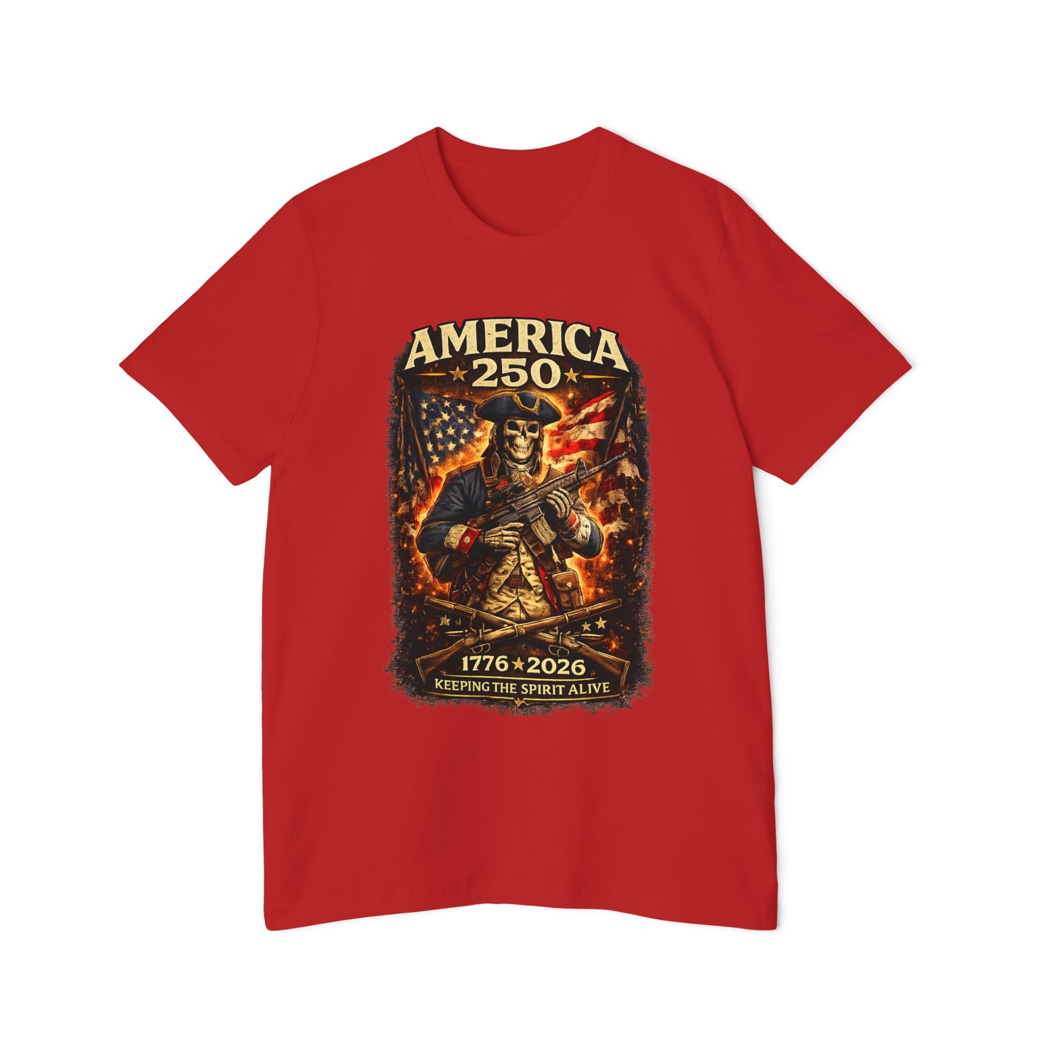 America 250 T-Shirt - 1776-2026 Patriotic Skeleton Flag Tee