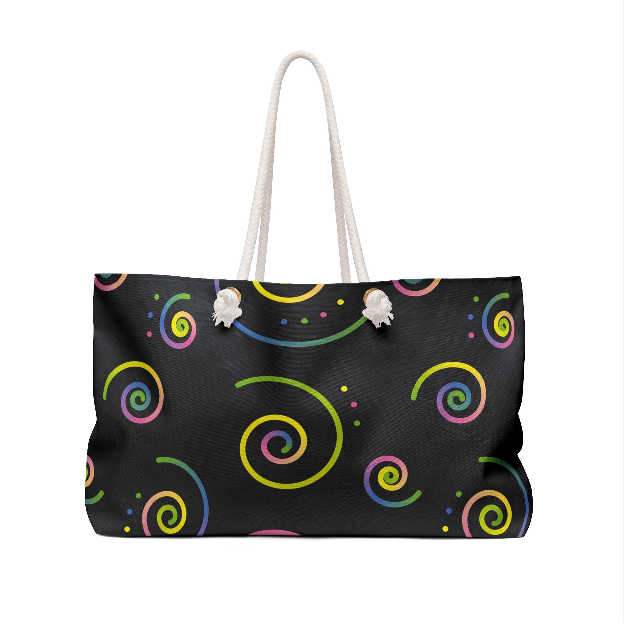80s Retro Neon Swirl Weekender Bag — Colorful Spiral Travel Tote
