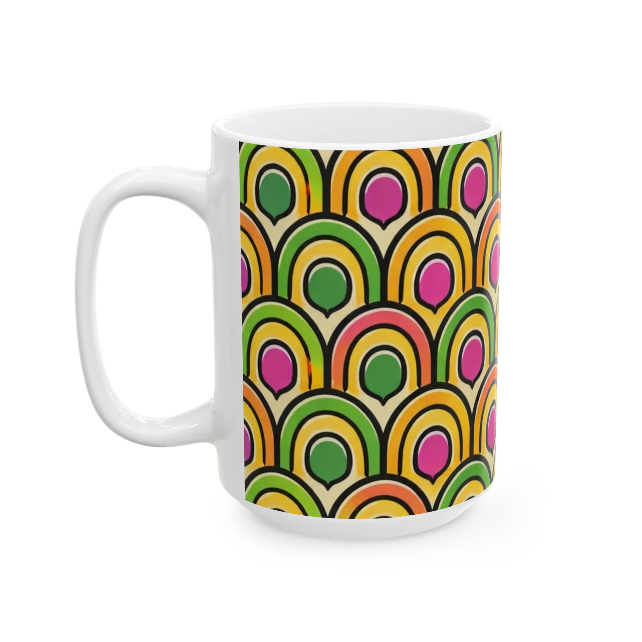 Citrus Crush Vintage Ceramic Mug — 60s-Inspired Bold Citrus Pattern (11oz, 15oz)