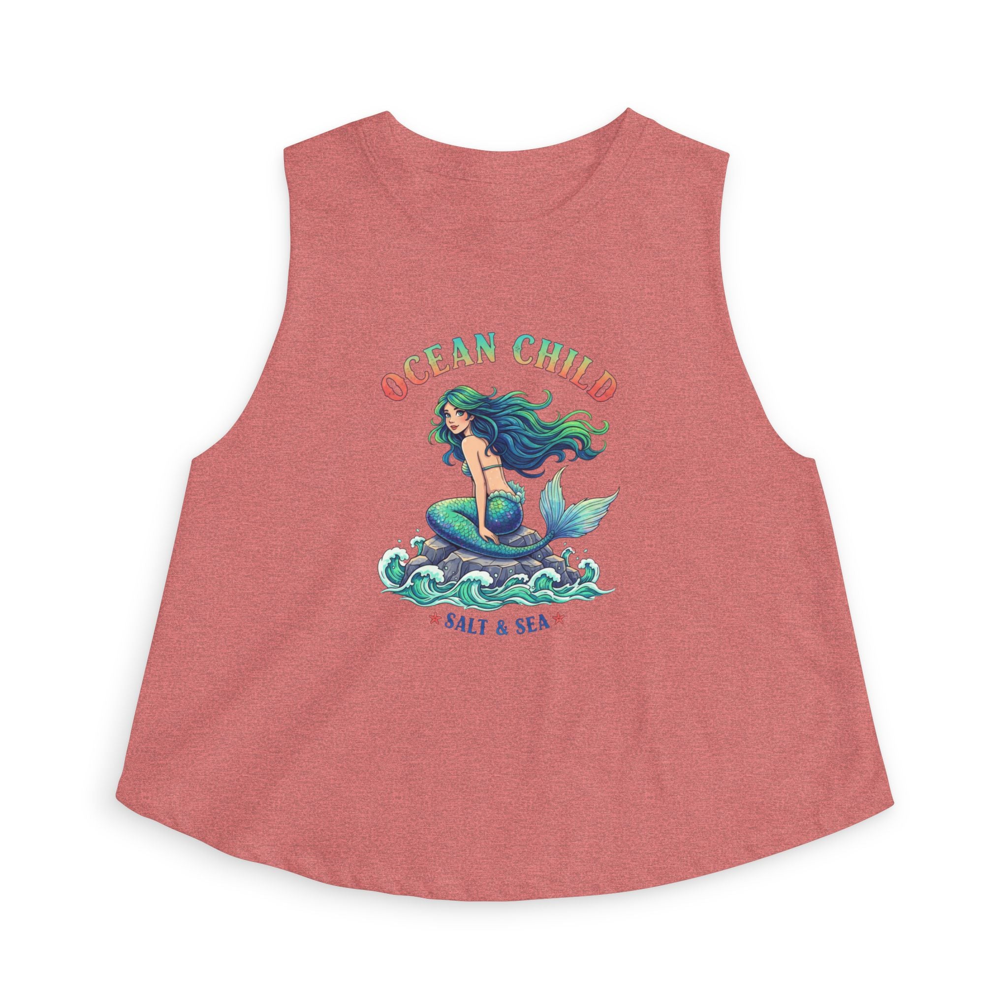 Ocean Child Mermaid Crop Top — Women's Beachy Graphic Tank (Salt & Sea)