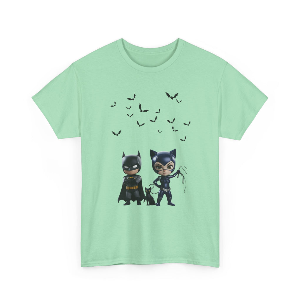 Superhero Adventure T-Shirt — Comic Style with 'Black Cat' Sidekick