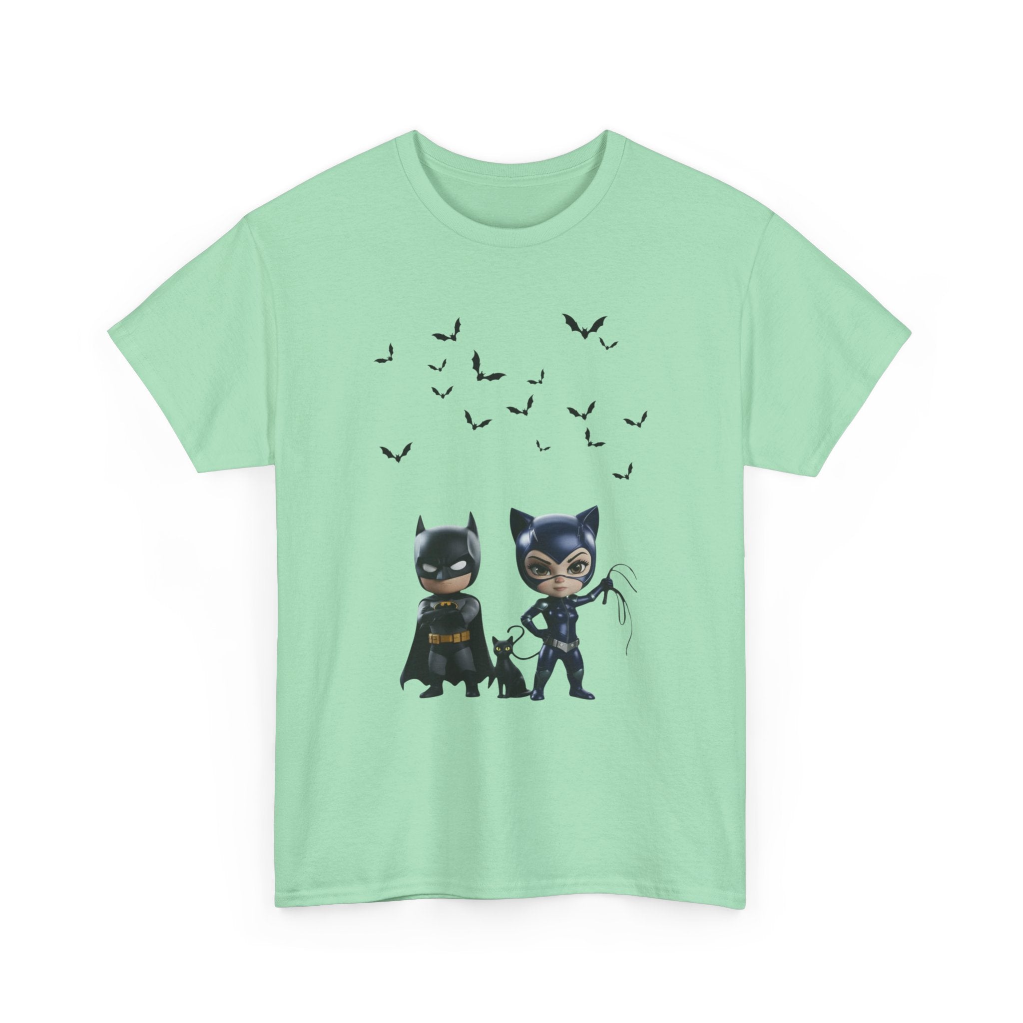 Superhero Adventure T-Shirt — Comic Style with 'Black Cat' Sidekick