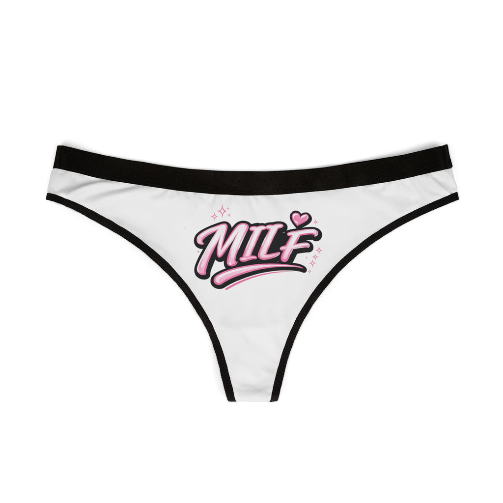 Milf Thong — 'MILF' Pink Script Women's Thong, Playful Bachelorette Lingerie