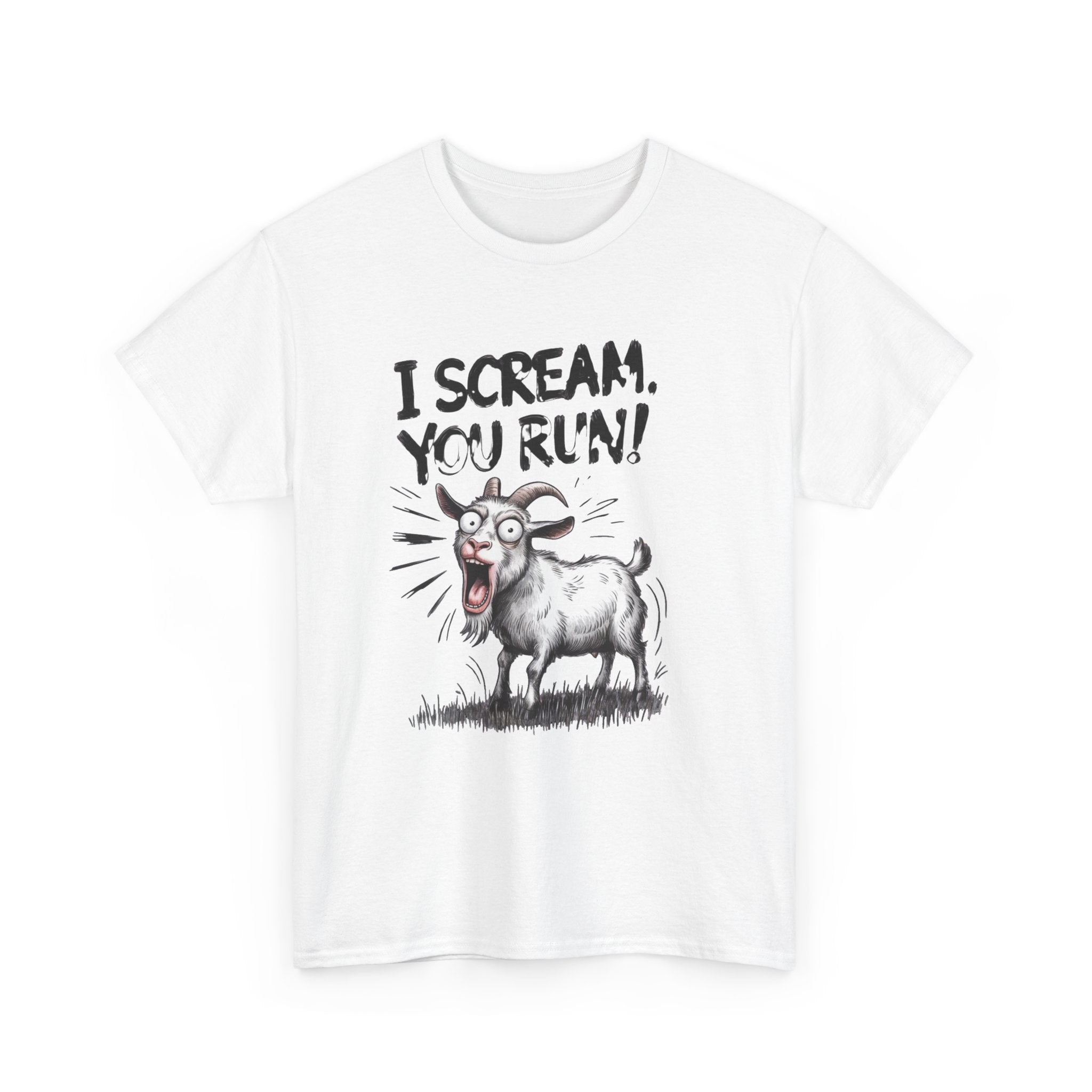 Funny 'I Scream You Run' Goat T-Shirt