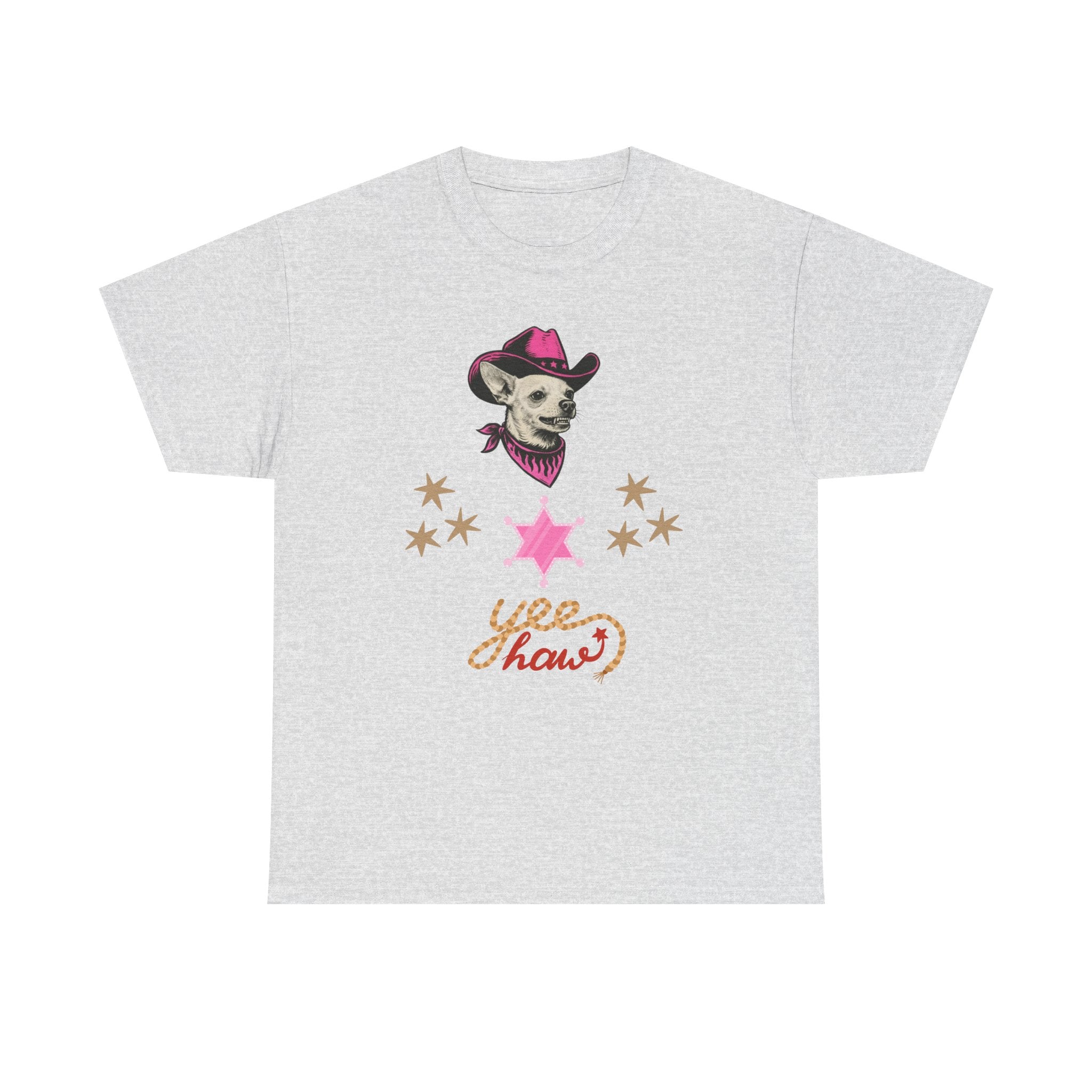 Cowgirl Dog T-Shirt — 'Yee Haw' Chihuahua in Pink Cowboy Hat    Trendy TShirt CoCo