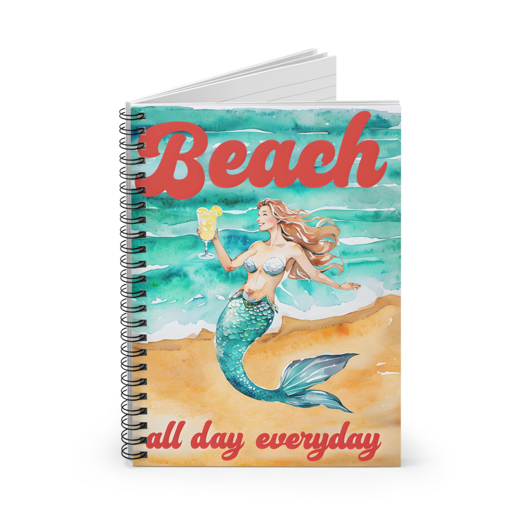 Beach Mermaid Spiral Notebook - Summer Vibes, Vacation Journal, Gift for Students, Coastal Decor, Travel Diary