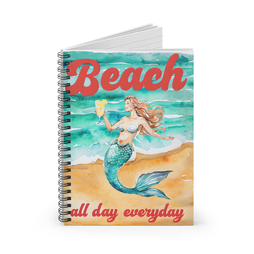 Beach Mermaid Spiral Notebook - Summer Vibes, Vacation Journal, Gift for Students, Coastal Decor, Travel Diary