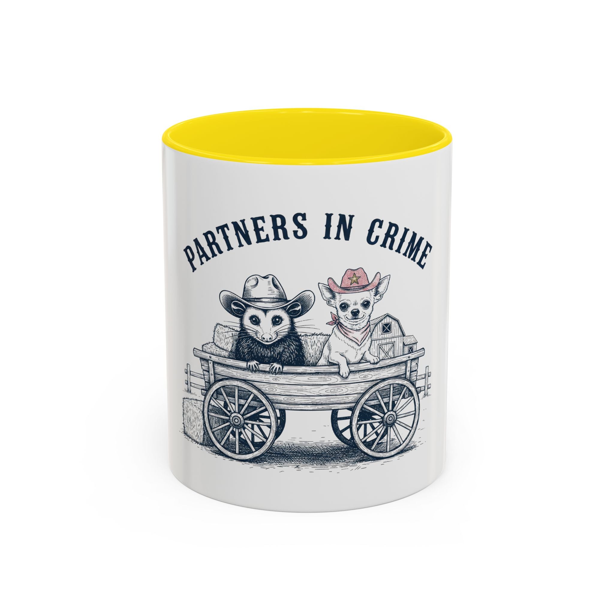 Partners in Crime Coffee Mug — Cute Cowboy Coco & Pete Accent Mug (11/15oz)