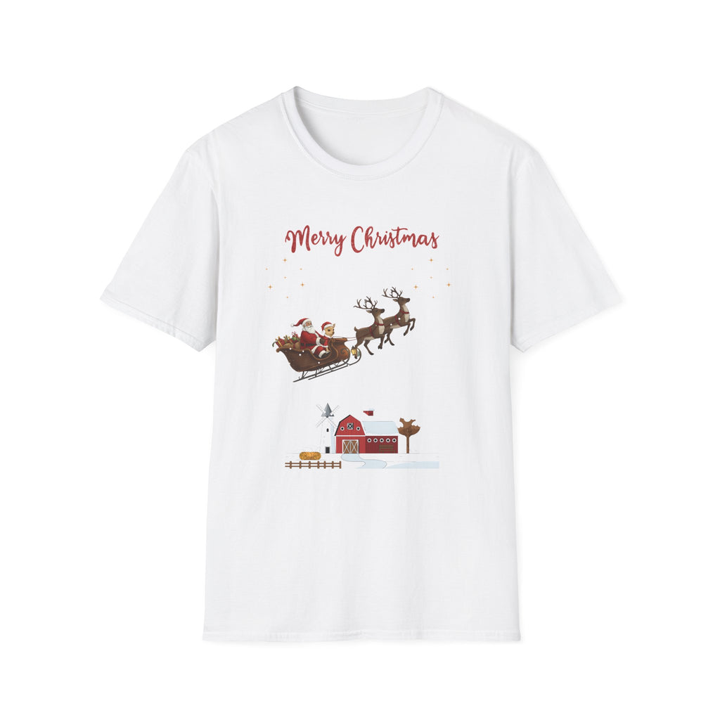 Merry Christmas Santa Sleigh T-Shirt Wolf Hill Ranch with Coco the Chihuahua  Trendy TShirt