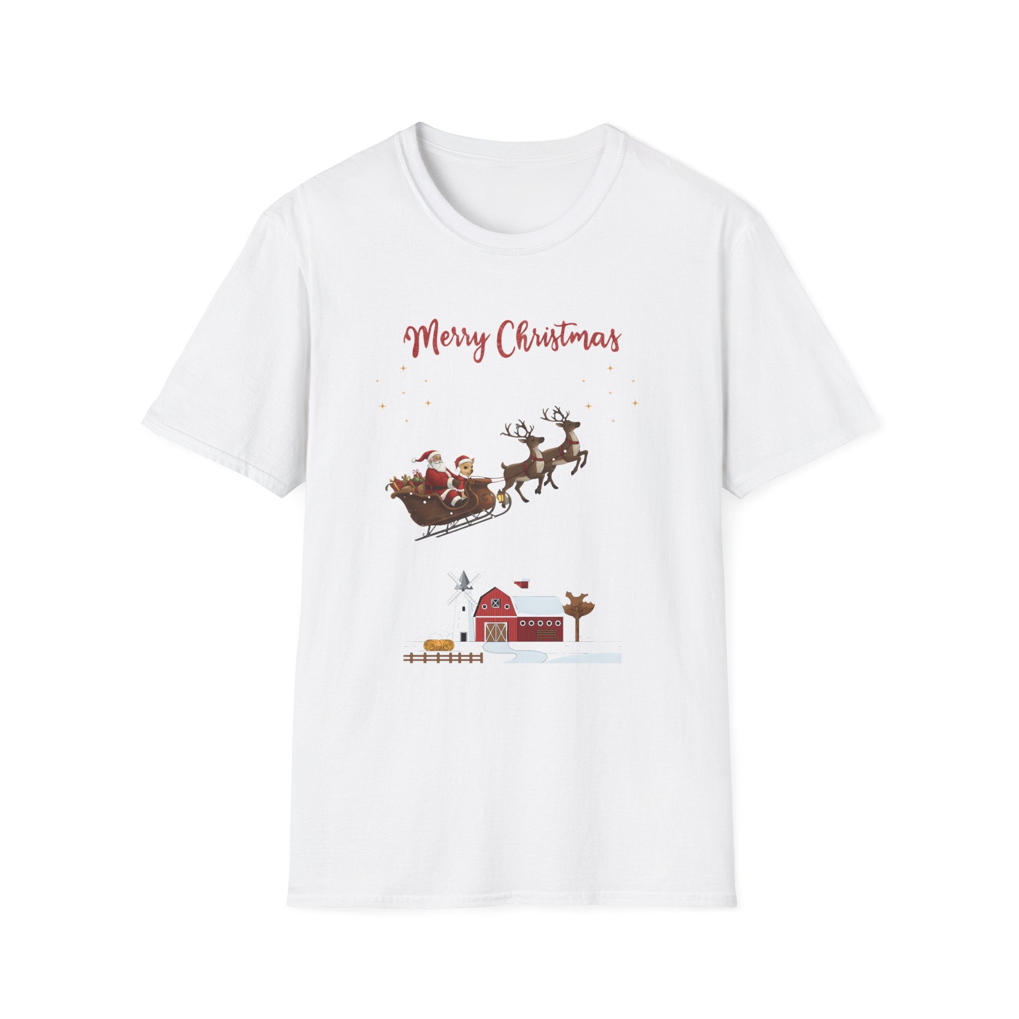 Merry Christmas Santa Sleigh T-Shirt Wolf Hill Ranch with Coco the Chihuahua  Trendy TShirt