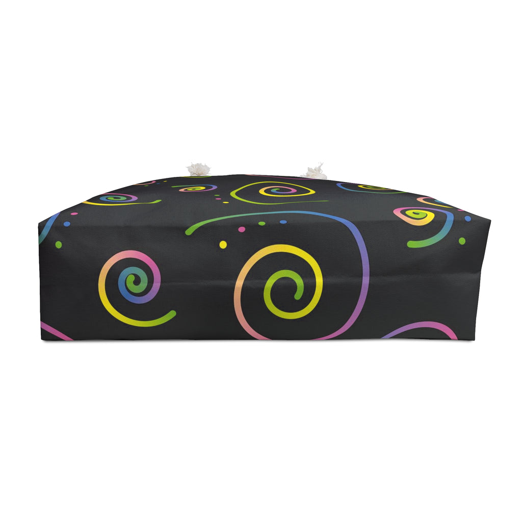 80s Retro Neon Swirl Weekender Bag  Colorful Spiral Travel Tote