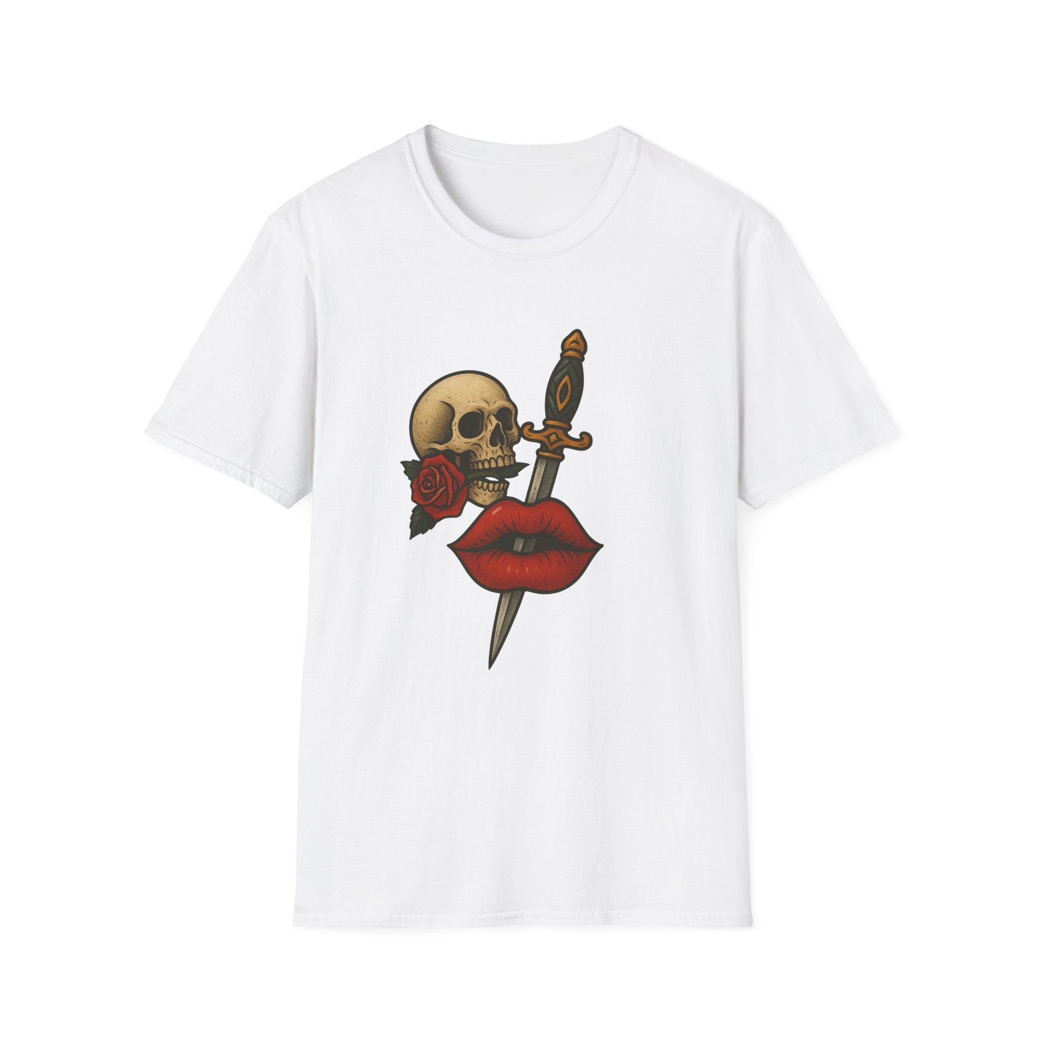 Skull Dagger Love T-Shirt  Edgy Gothic Graphic Tee  Trendy TShirt