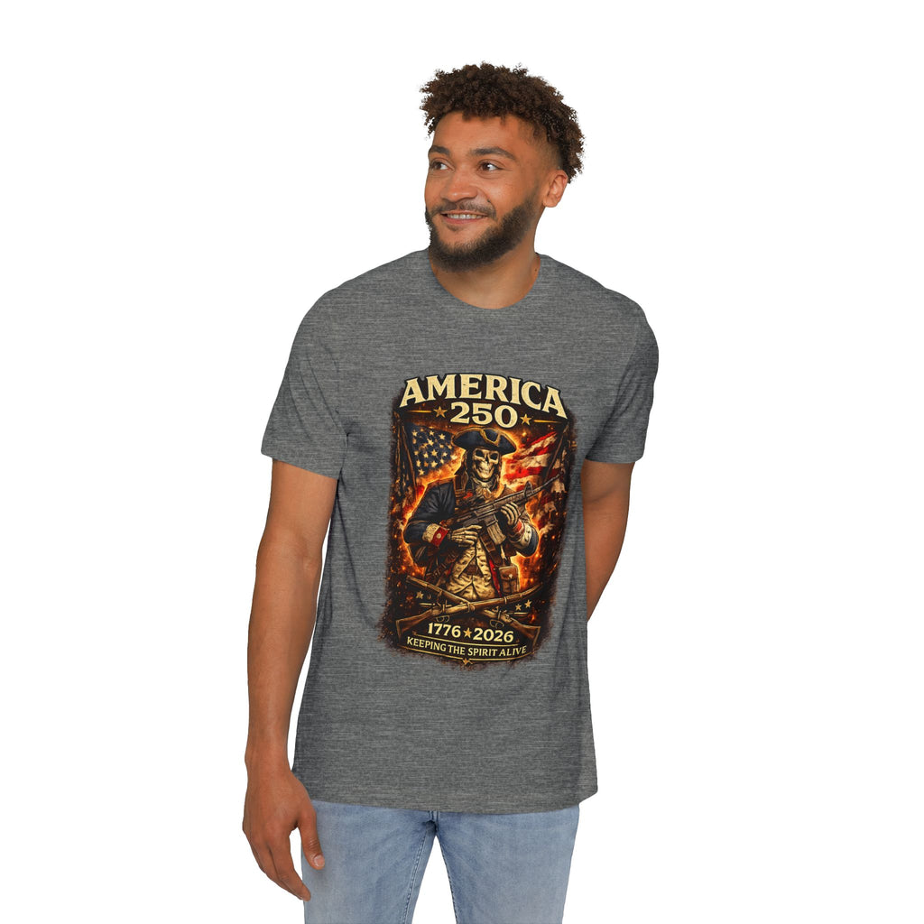 America 250 T-Shirt - 1776-2026 Patriotic Skeleton Flag Tee