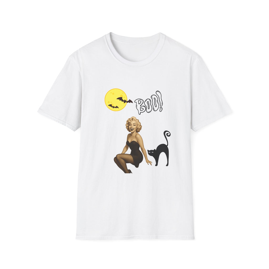 Halloween Retro Graphic T-Shirt, Unisex Tee, Boo Cat Art, Spooky Season Shirt, Fall Fashion, Gift for Cat Lovers, Fun Halloween Outfit