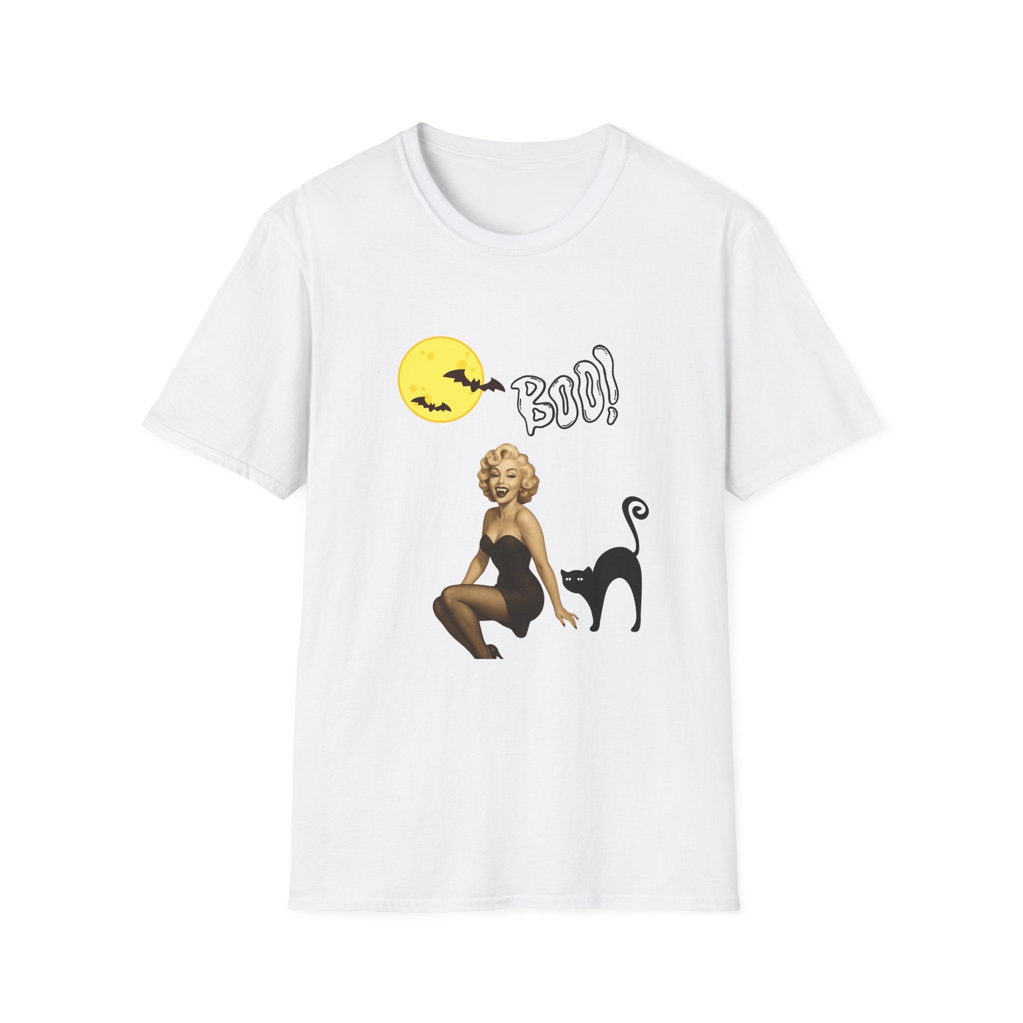 Halloween Retro Graphic T-Shirt, Unisex Tee, Boo Cat Art, Spooky Season Shirt, Fall Fashion, Gift for Cat Lovers, Fun Halloween Outfit