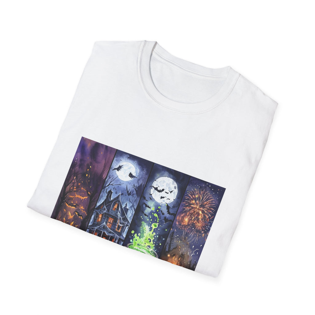 Halloween Unisex Softstyle T-Shirt, Spooky Graphic Tee, Fall Fashion, Halloween Costume, Trick or Treat Wear, Halloween Gift