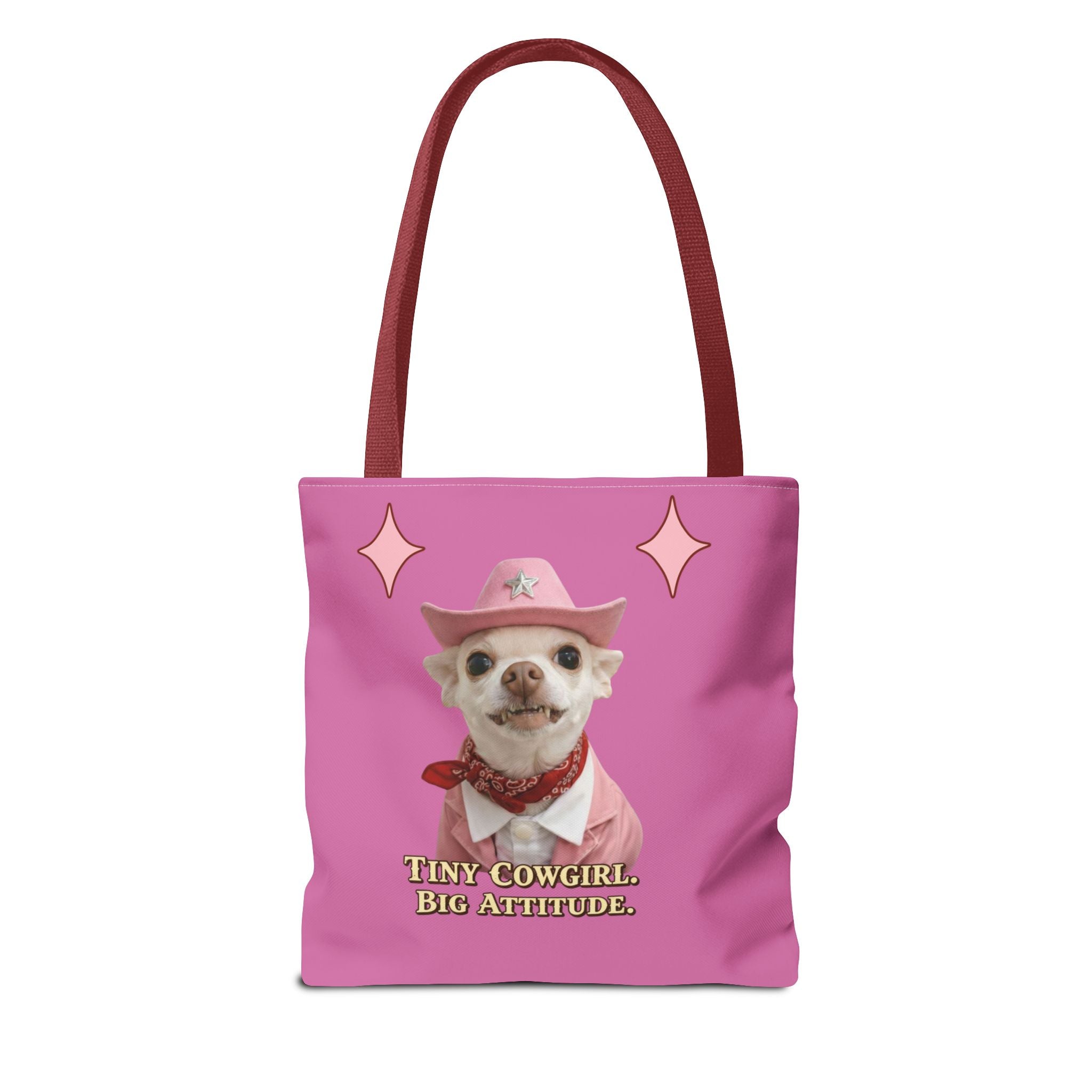 Tiny Cowgirl Tote Bag — Coco Cute Pink Chihuahua   Big Attitude” ON WOLF HILL RANCH