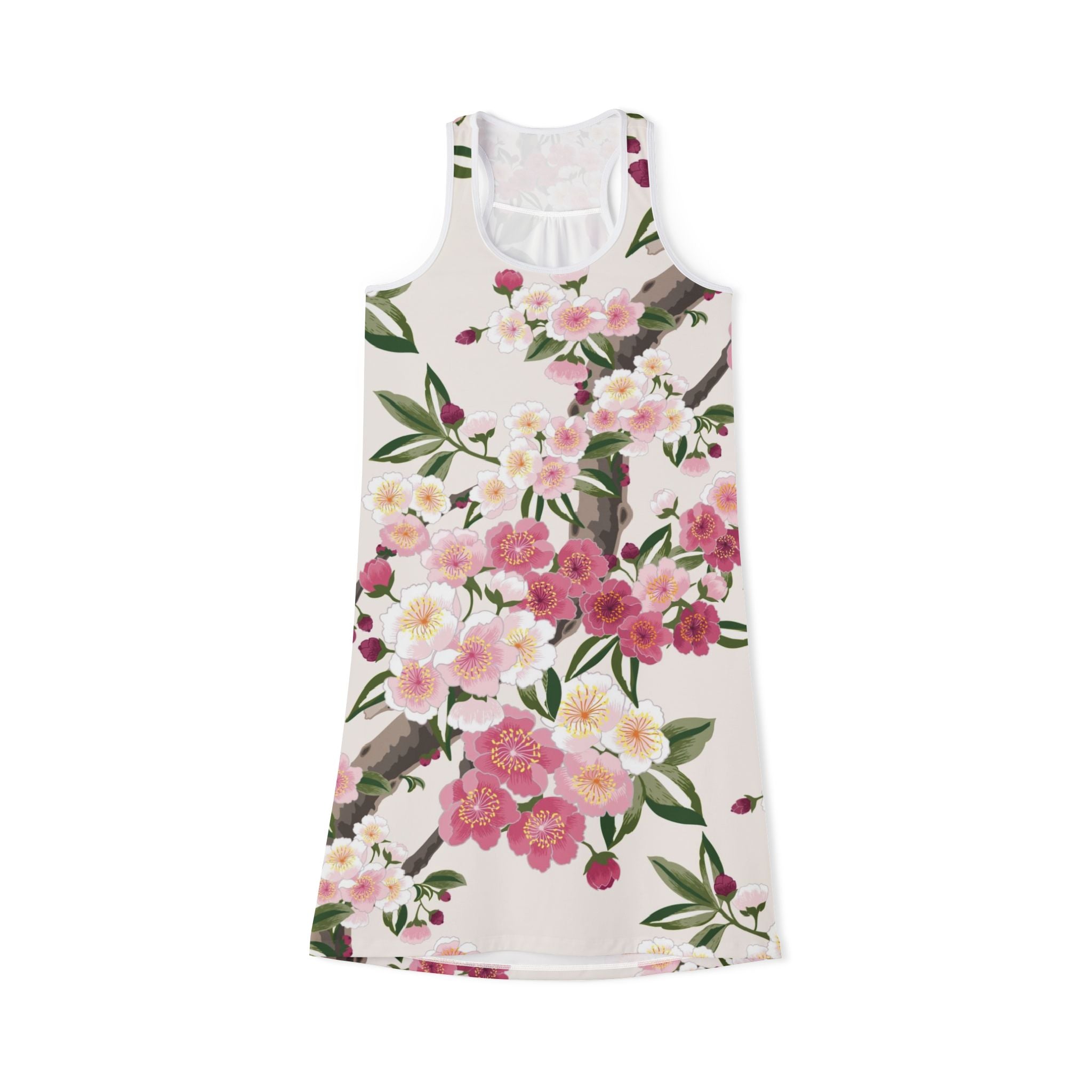 Floral Racerback Dress — Pink Cherry Blossom All-Over Print