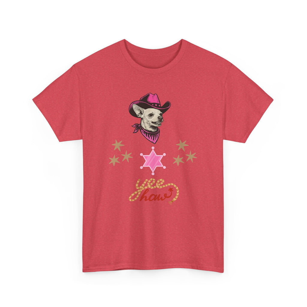 Cowgirl Dog T-Shirt — 'Yee Haw' Chihuahua in Pink Cowboy Hat    Trendy TShirt CoCo