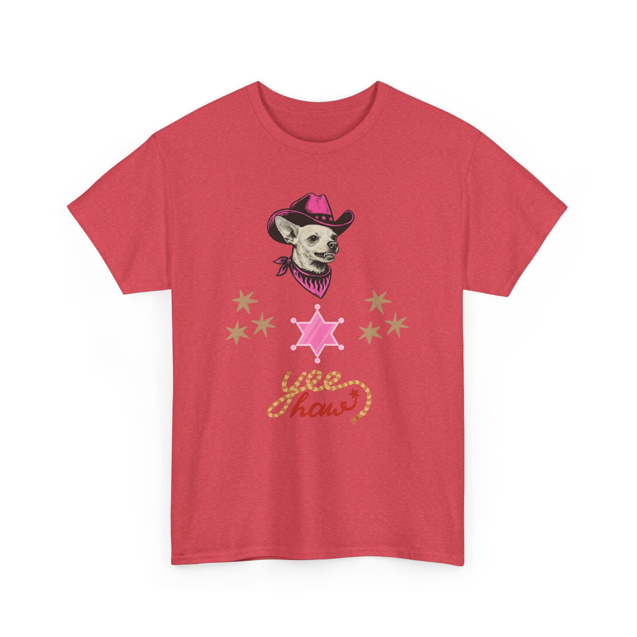 Cowgirl Dog T-Shirt — 'Yee Haw' Chihuahua in Pink Cowboy Hat    Trendy TShirt CoCo