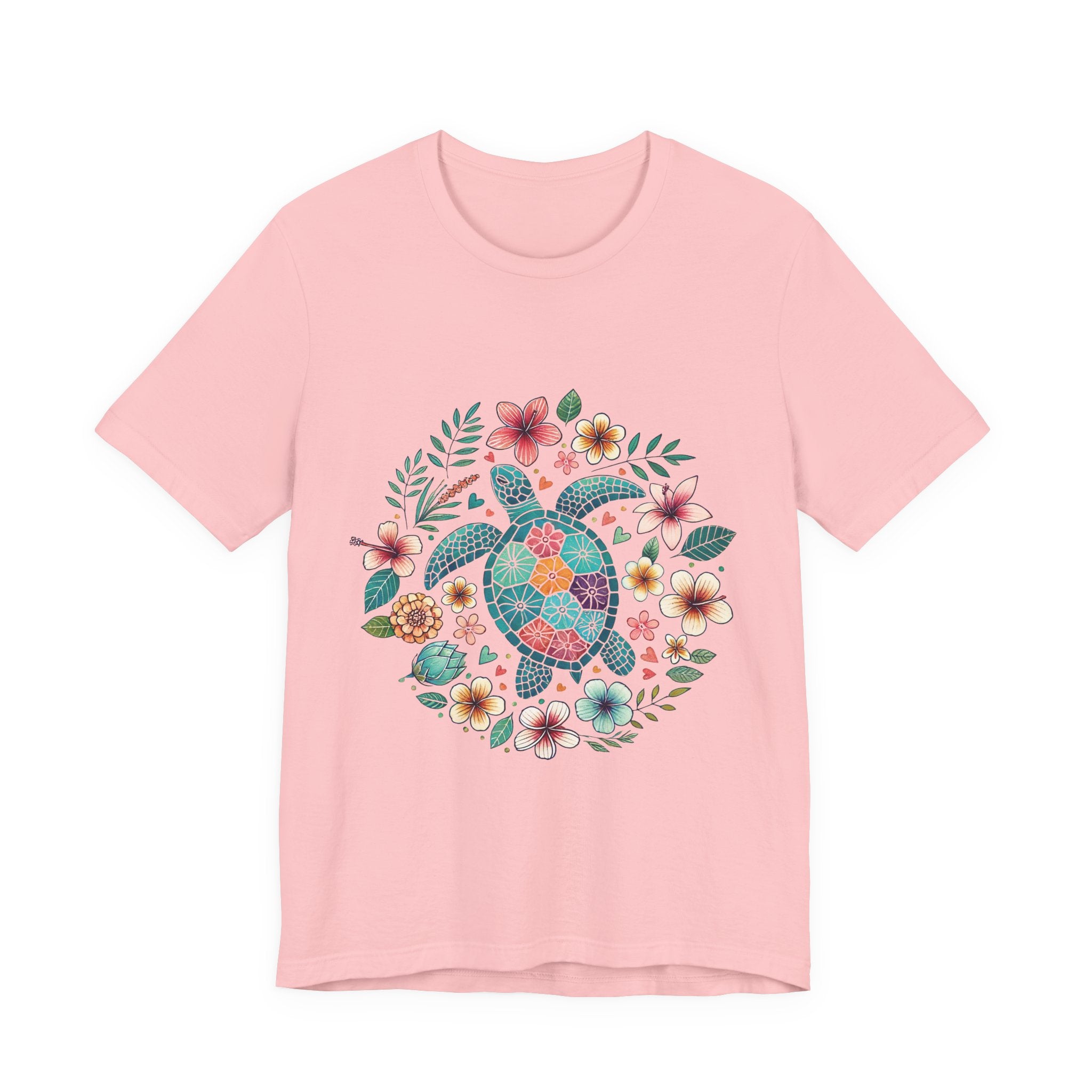 Floral Mosaic Sea Turtle T-Shirt — Tropical Beach Boho Tee