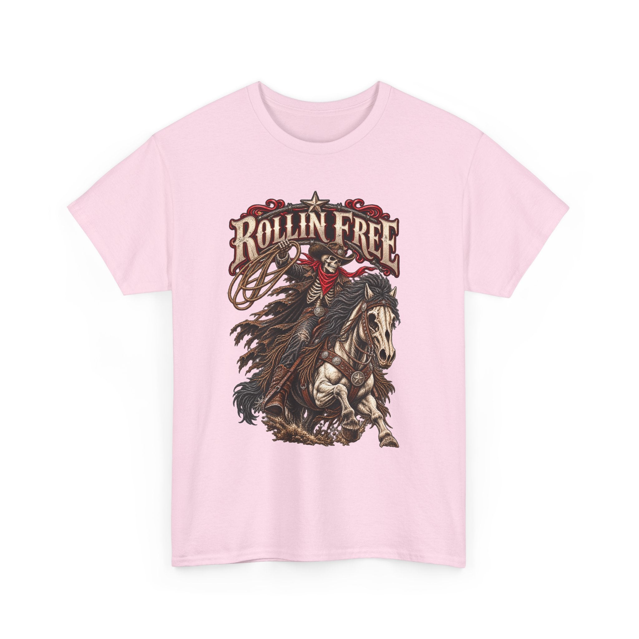 Rollin' Free Skeleton Cowboy Tee — Unisex Western Graphic T-Shirt