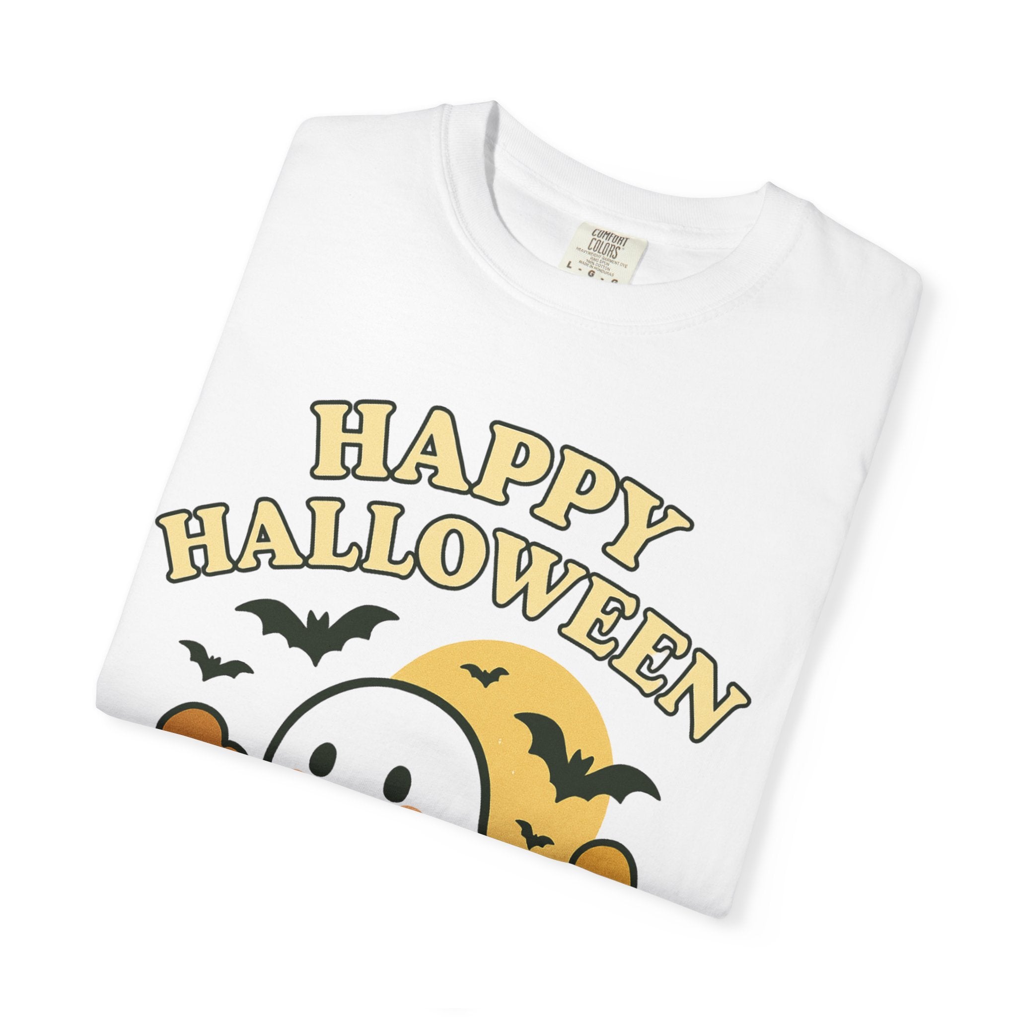 Happy Halloween Ghost Unisex T-Shirt, Spooky Apparel, Fall Fashion, Halloween Costume, Ghost Graphic Tee