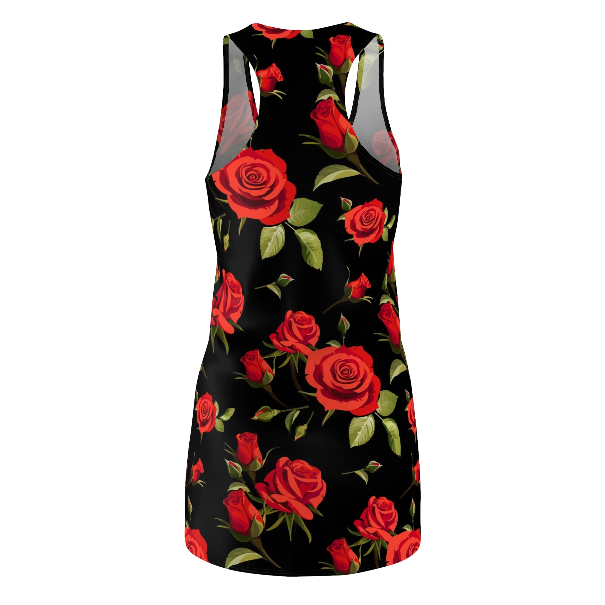 Racerback Dress — Bold Red Rose All-Over Print