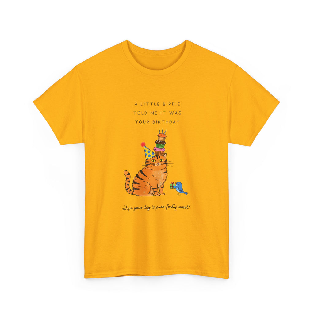 Cat Birthday Cake T-Shirt — "A Little Cake Could Be Made Your Birthday" Funny Party Tee