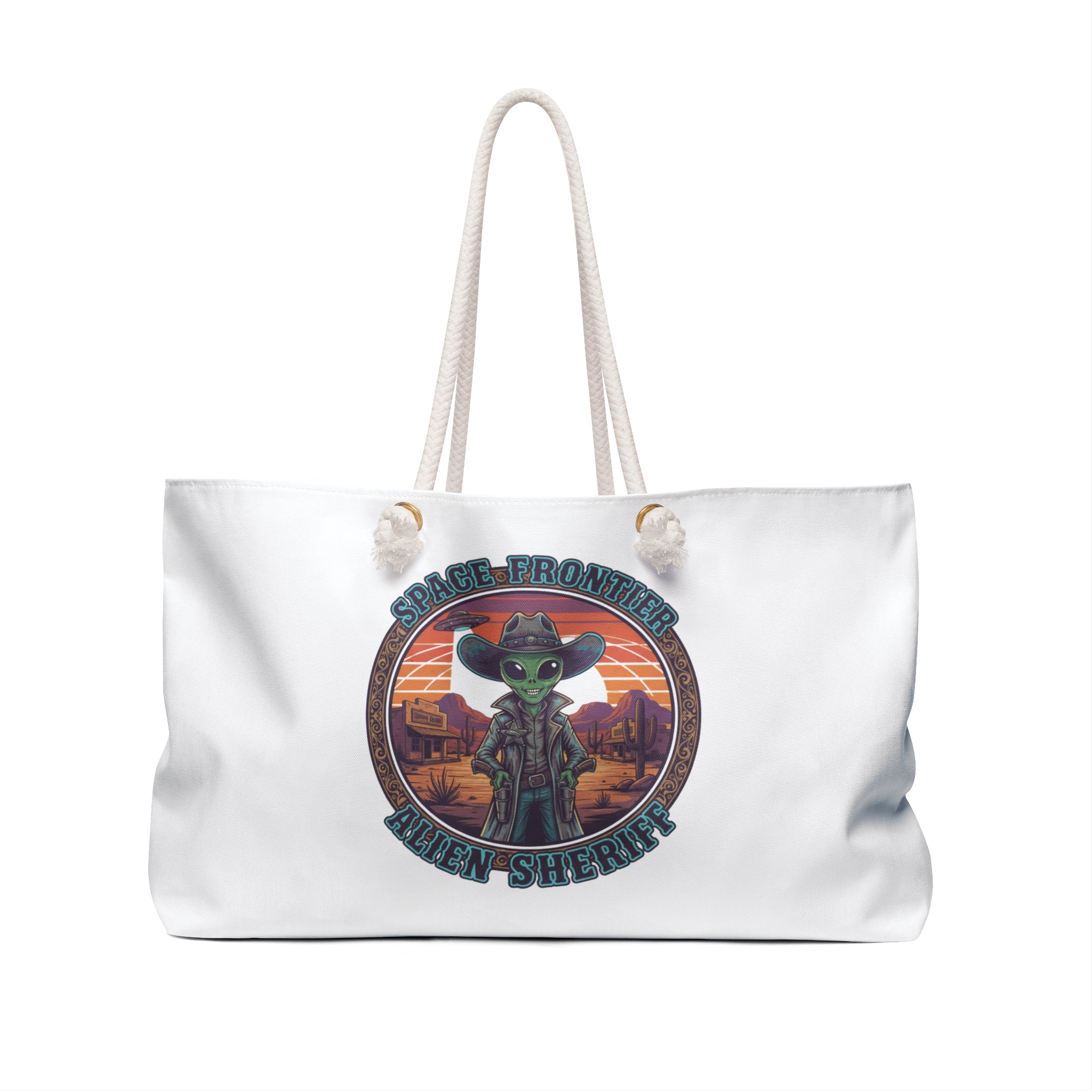 Alien Sheriff Weekender Bag — Space Frontier Cowboy Travel Tote