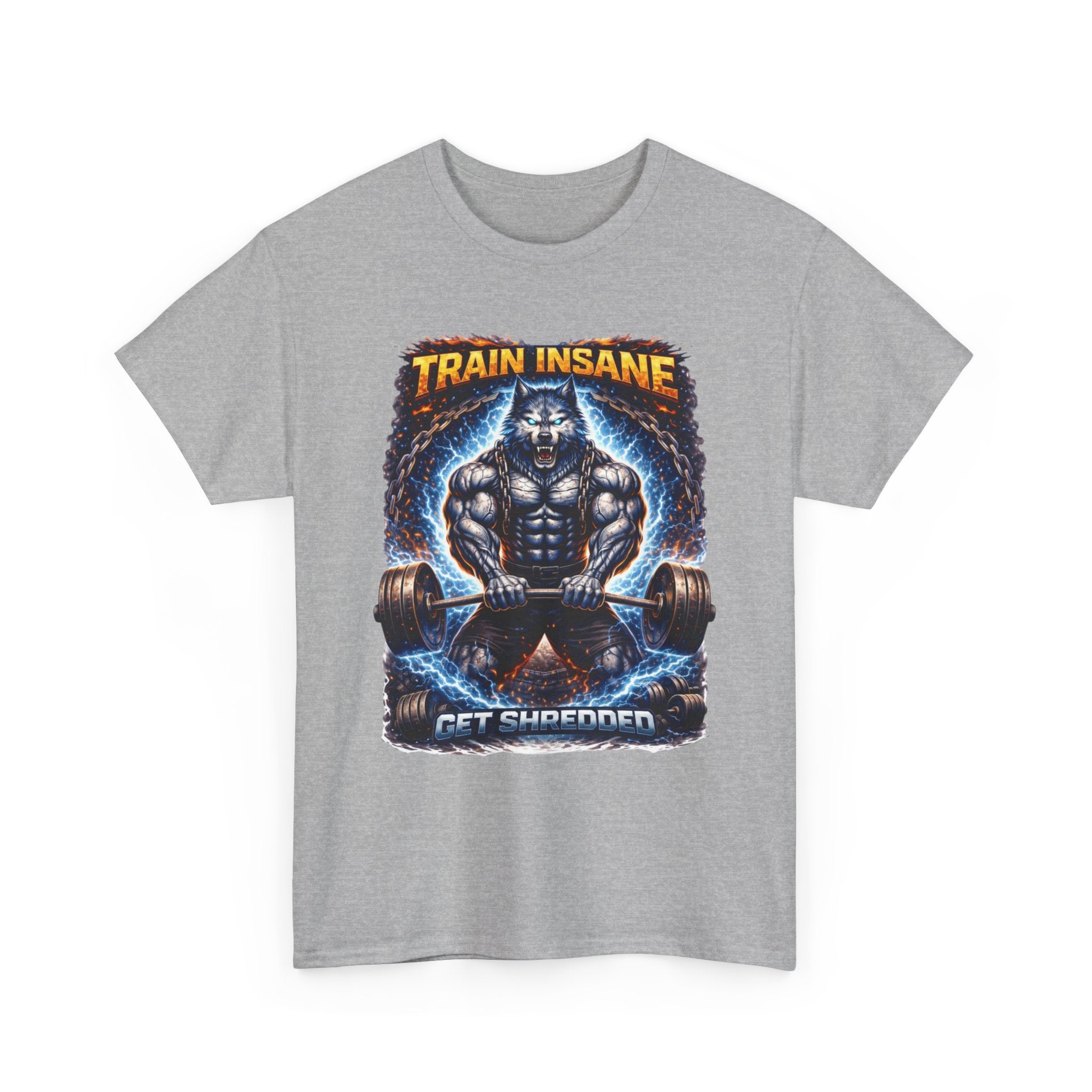 Gym T-Shirt — "Train Insane, Get Shredded" Muscle Workout Tee