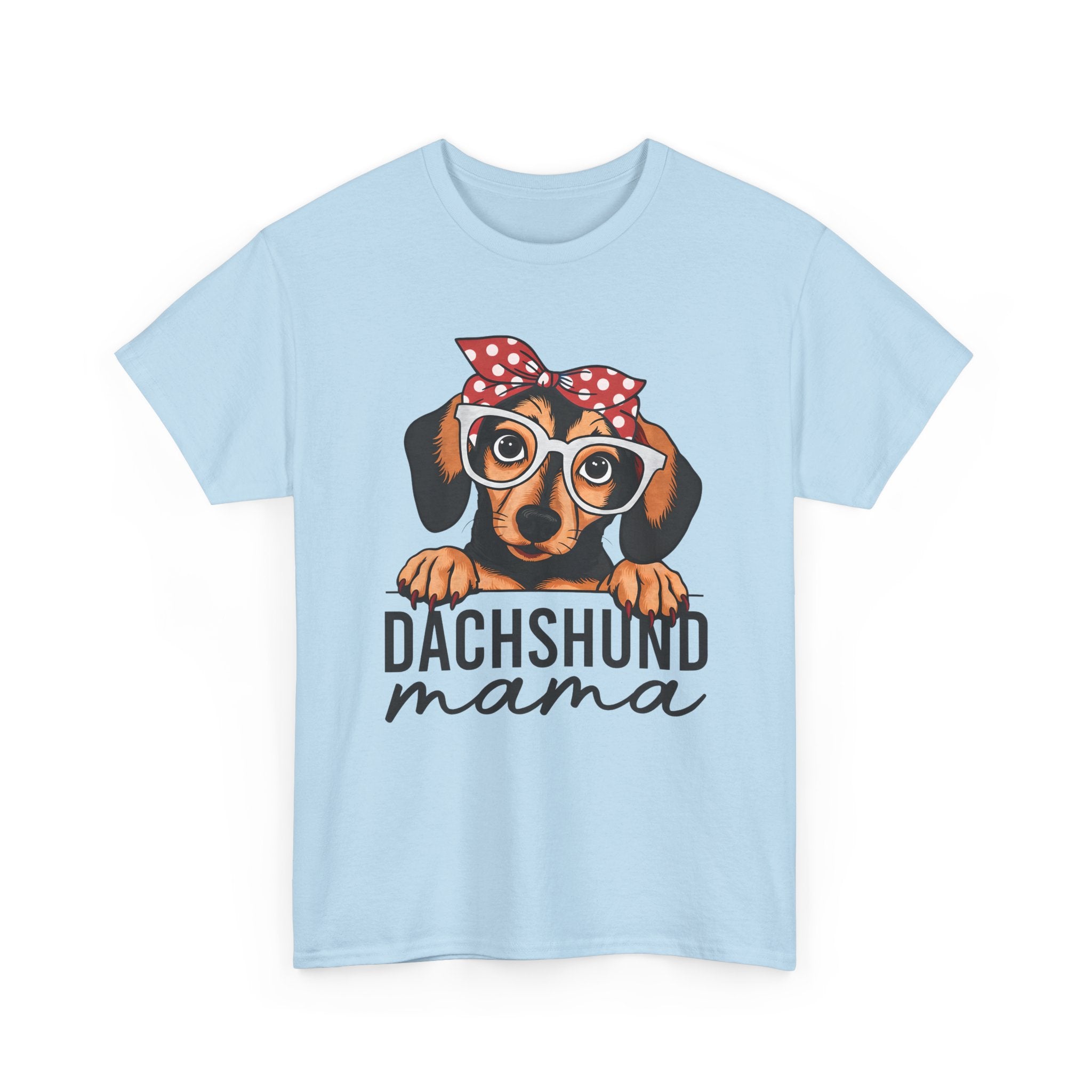 Dachshund Mama T-Shirt — Cute Dog Mom Tee with Glasses & Bandana