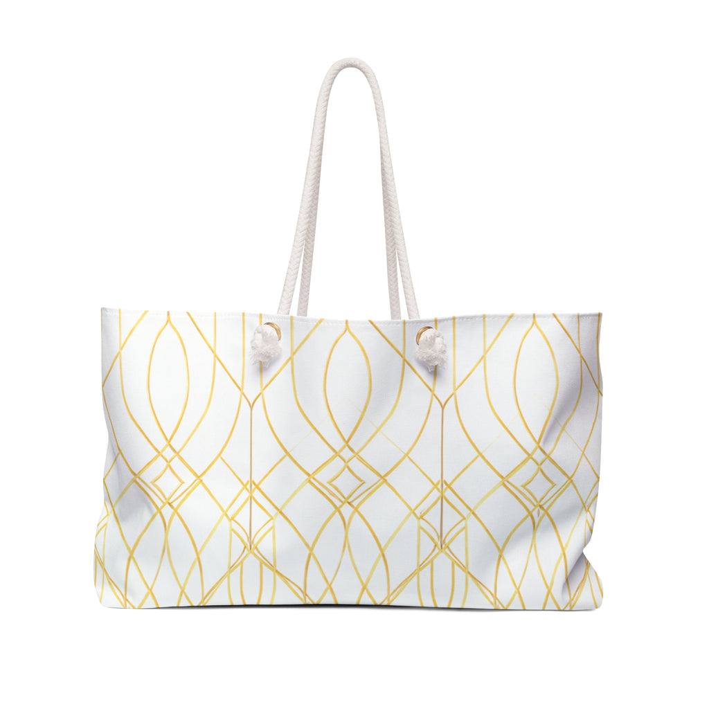 Gold Geometric Weekender Bag — Elegant Travel Tote  GOLDEN AGE COLLECTION