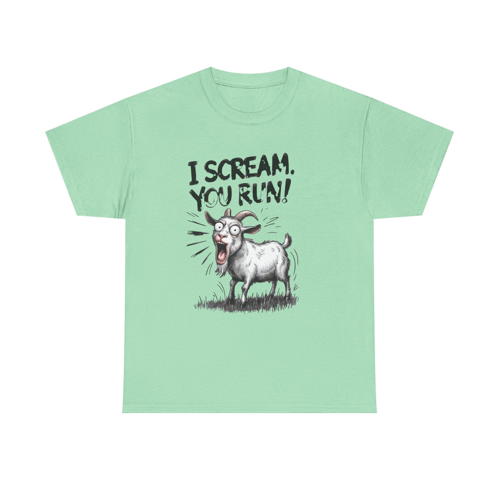 Funny 'I Scream You Run' Goat T-Shirt