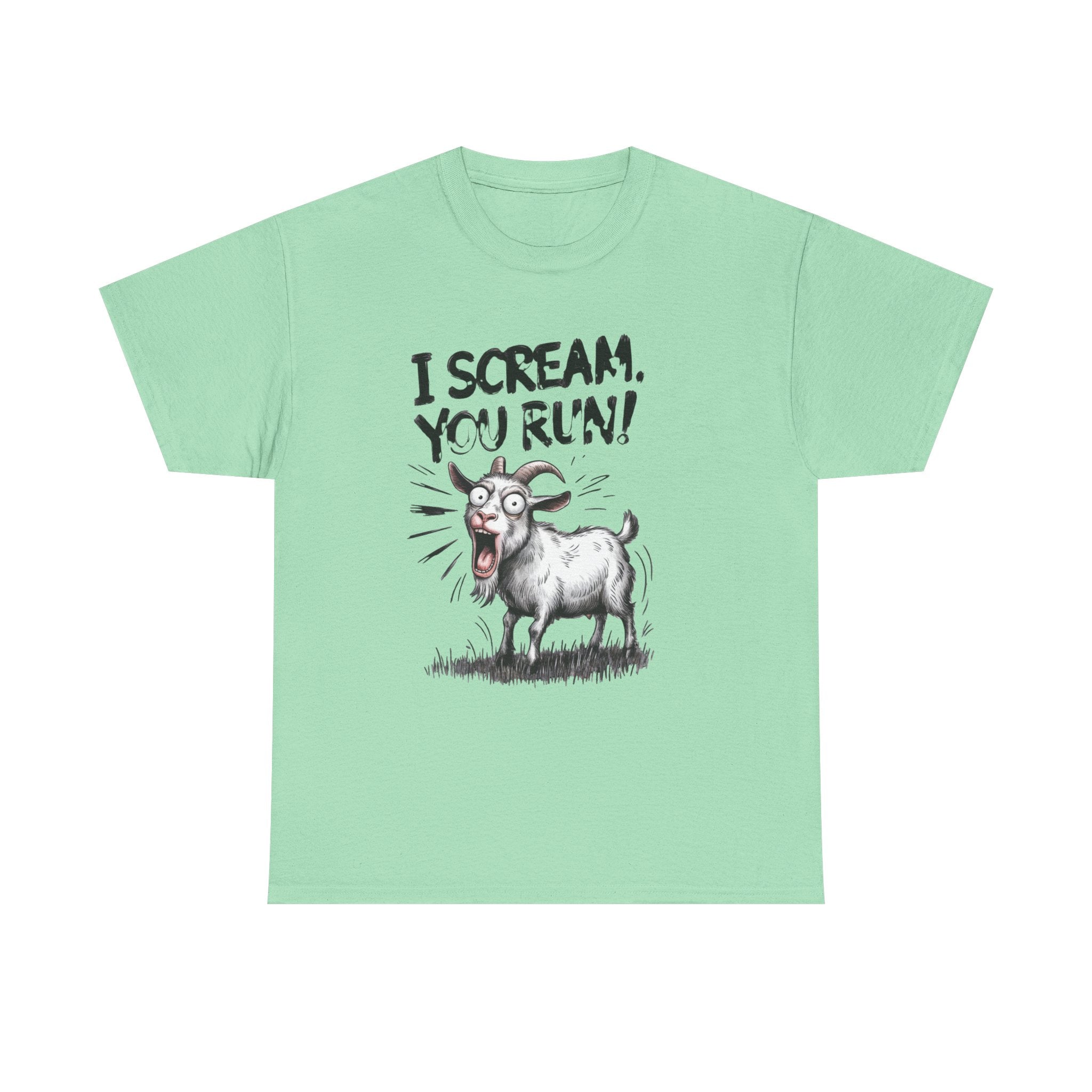 Funny 'I Scream You Run' Goat T-Shirt