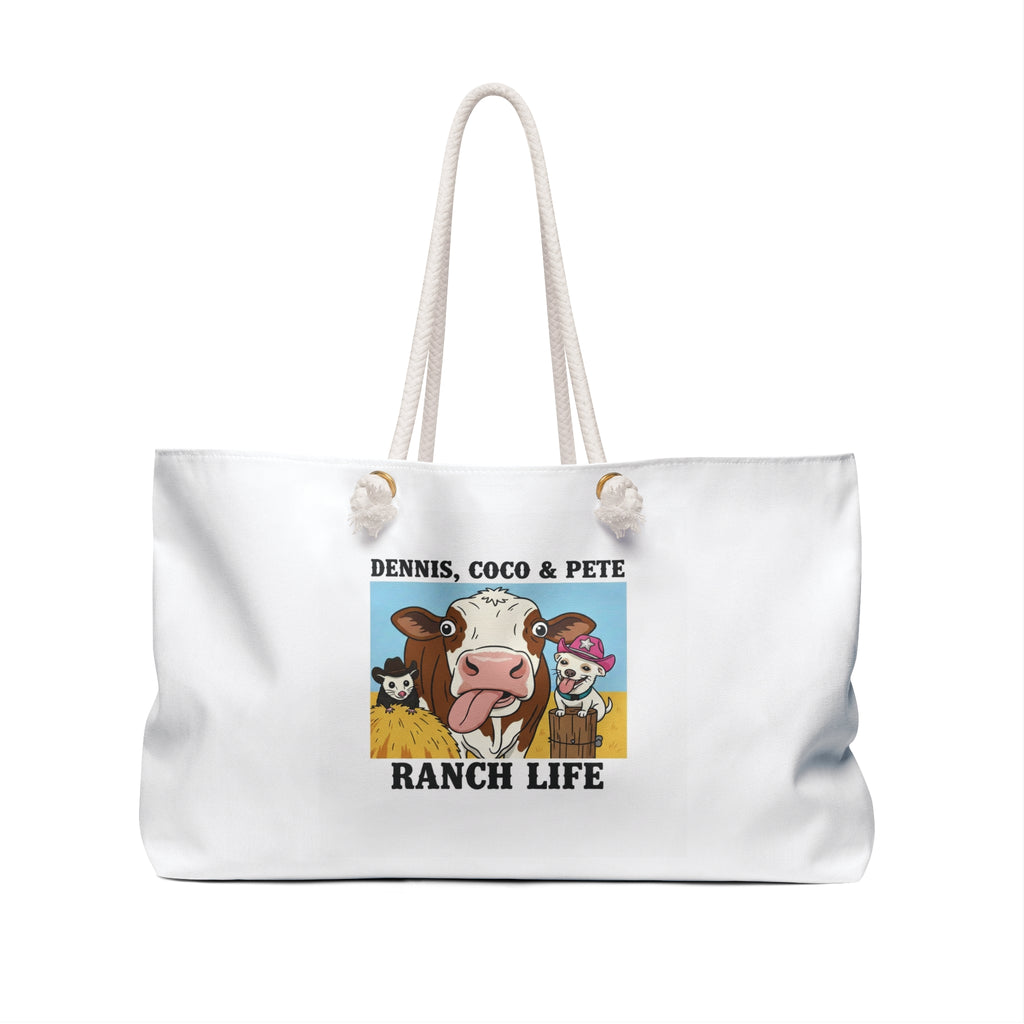 Ranch Life Weekender Bag — Dennis, Coco & Pete Farm Tote  Exclusive Ranch-Style Merch from Wolf Hill Ranch Designs